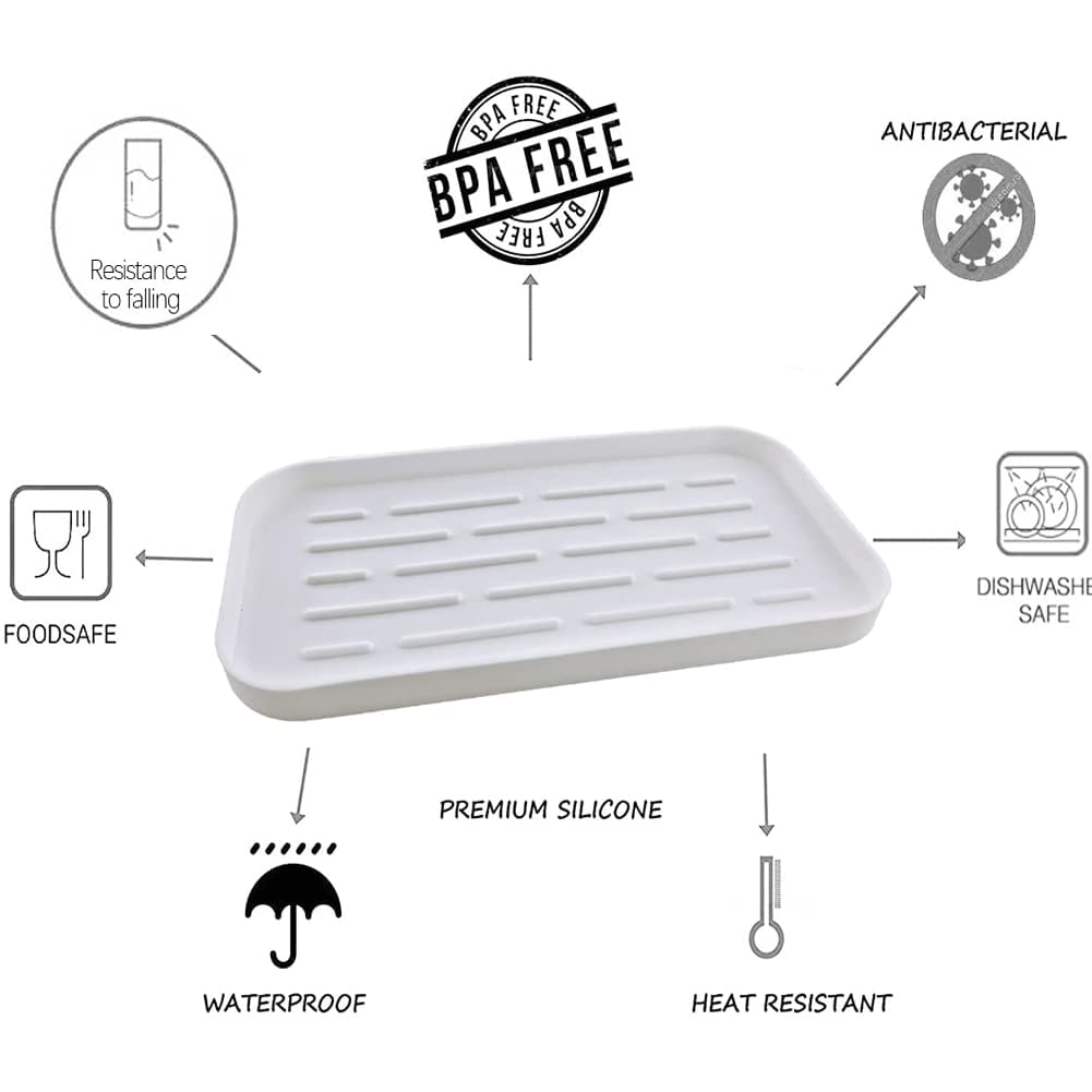 HGYZE Tappetino Scolapiatti Silicone 25,5x14 Bianco Bar Mat
