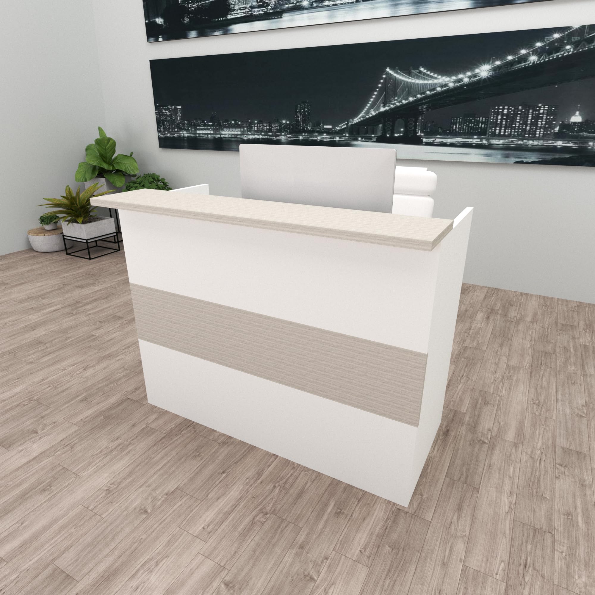 Henor Banchi Ebro Bancone Reception 180 cm Bianco Quercia