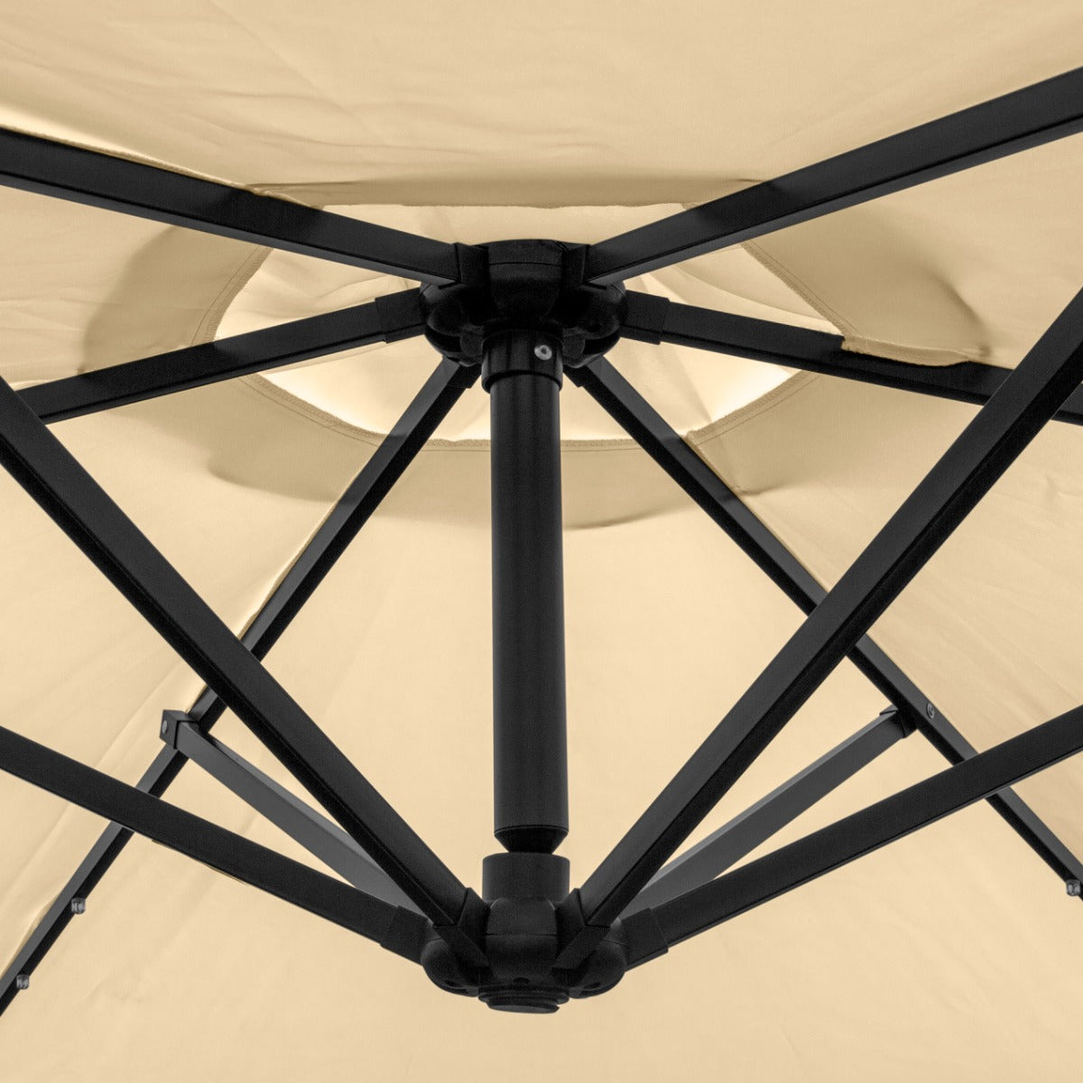 Q-Rax Ombrellone Decentrato 3m LED Beige Base Tonda