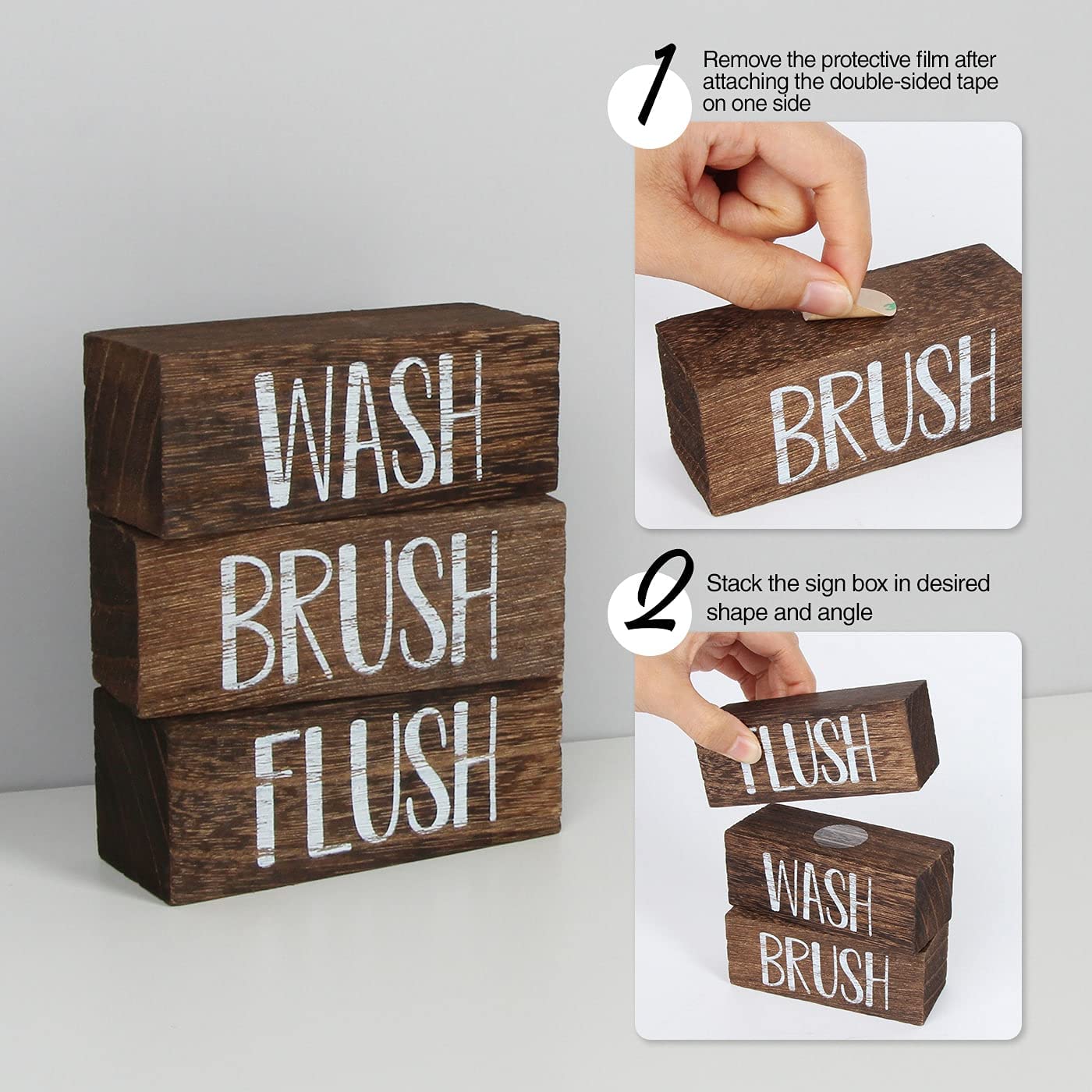 Jackcube Design Bathroom Wash Brush Flush scatola bagno legno 3 pezzi