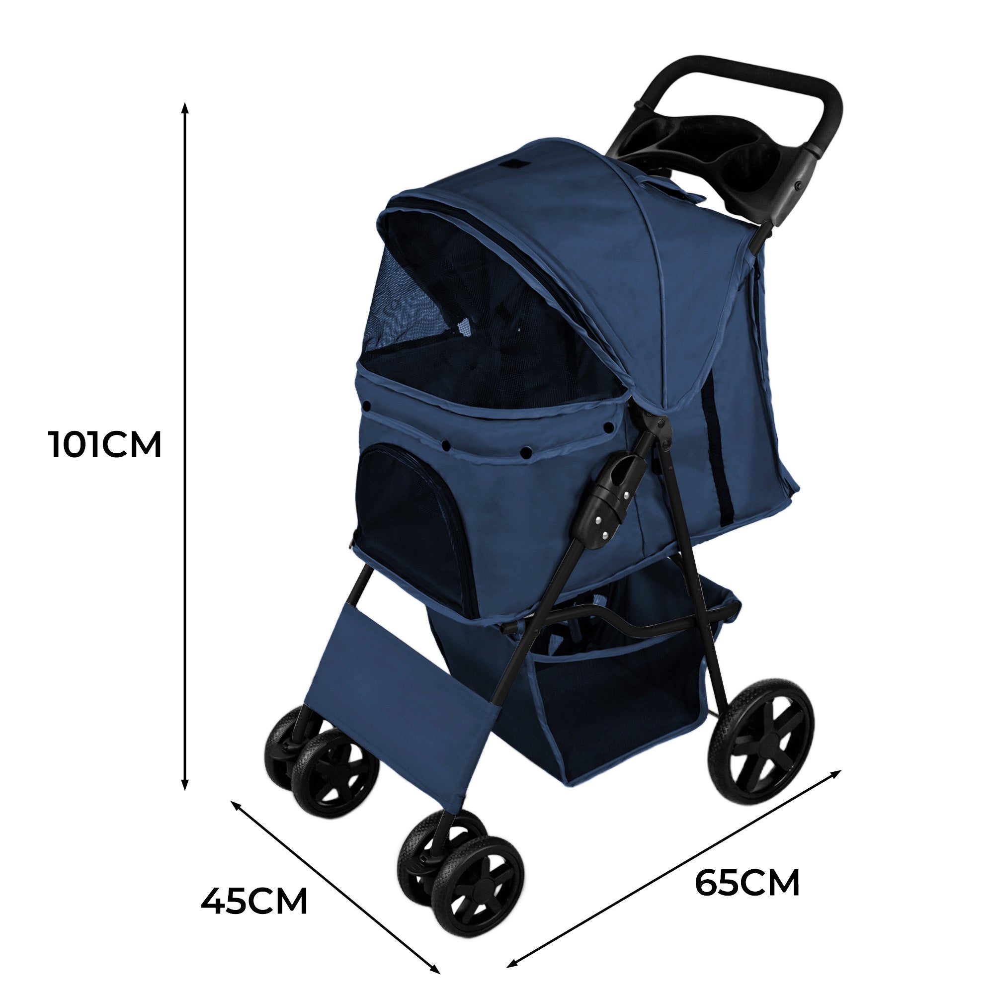 Q-Rax Passeggino Animali Blu Navy Pieghevole 15 kg