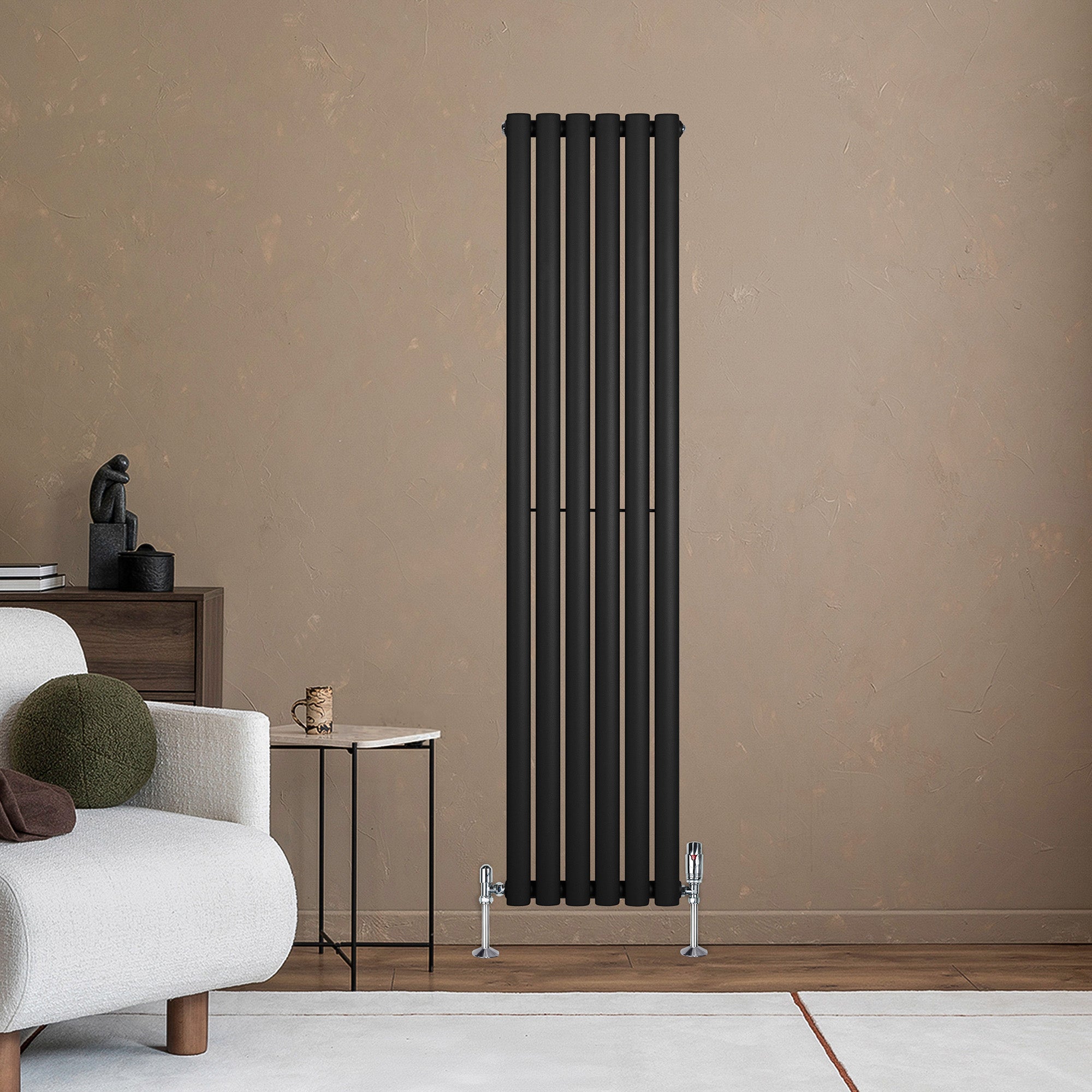 Q-Rax Radiatore Colonna Singola Ovale 1600x360 Nero 2881 BTU