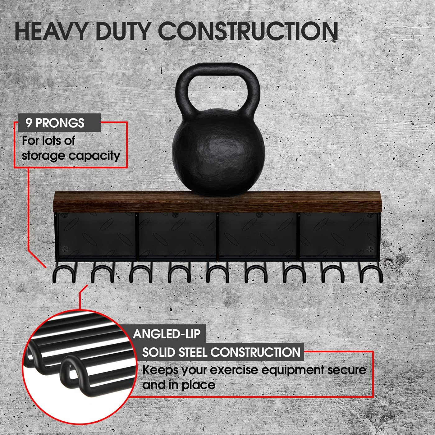 Jackcube Design rastrelliera palestra muro 9 ganci legno