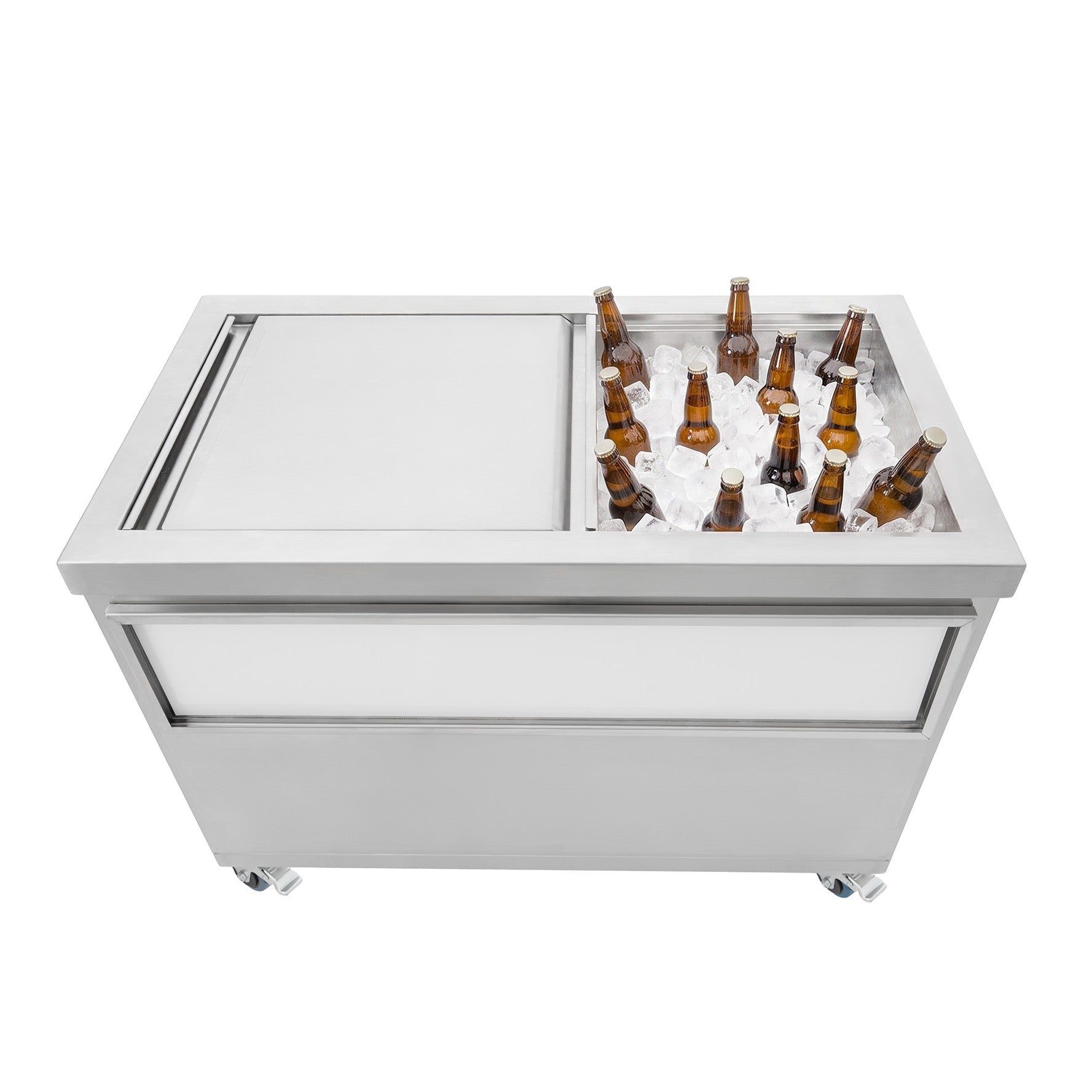 Q-Rax Carrello Portaghiaccio 100cm 109L Inox con Ruote