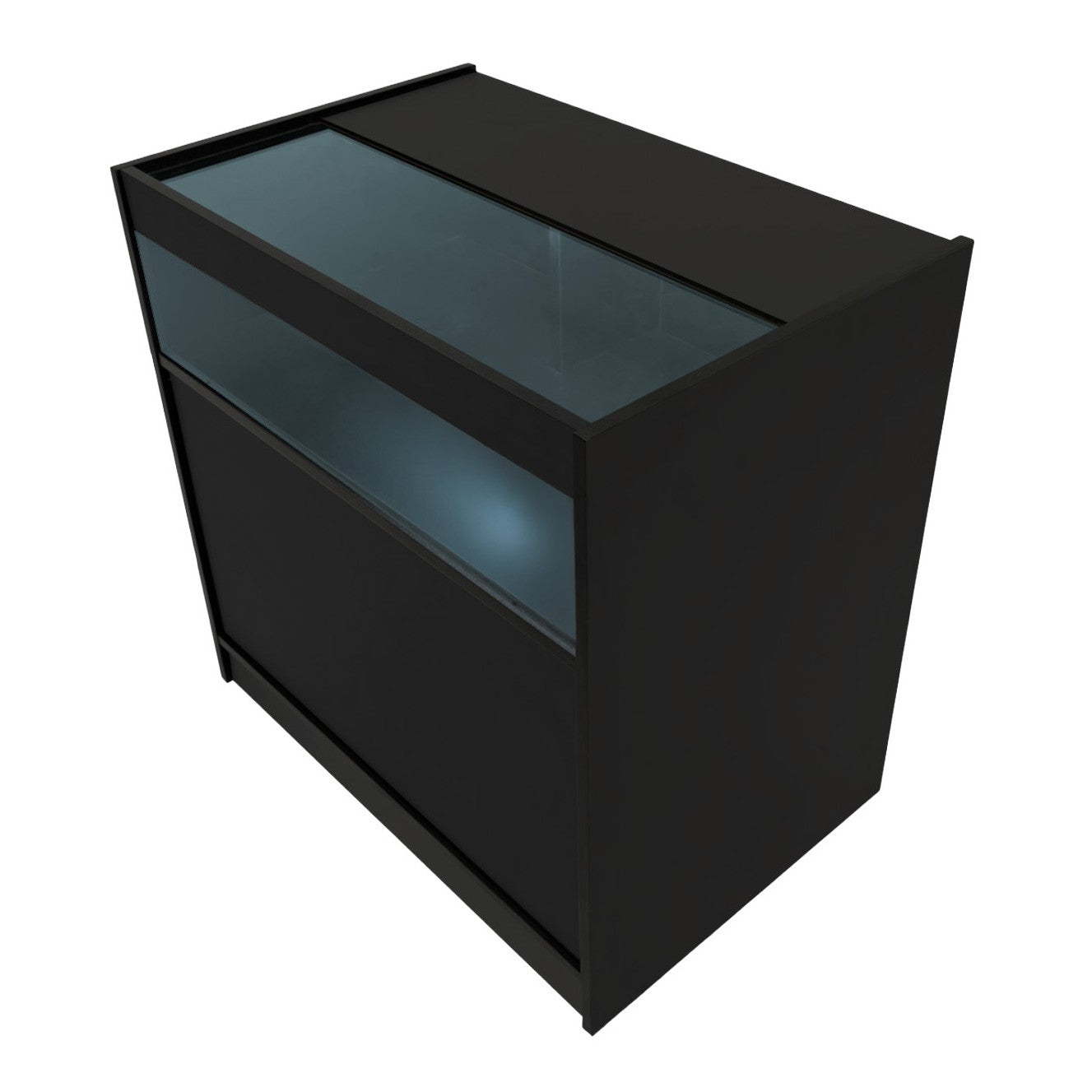 Q-Rax B900 Bancone Negozio LED Nero con Vetro e Serratura