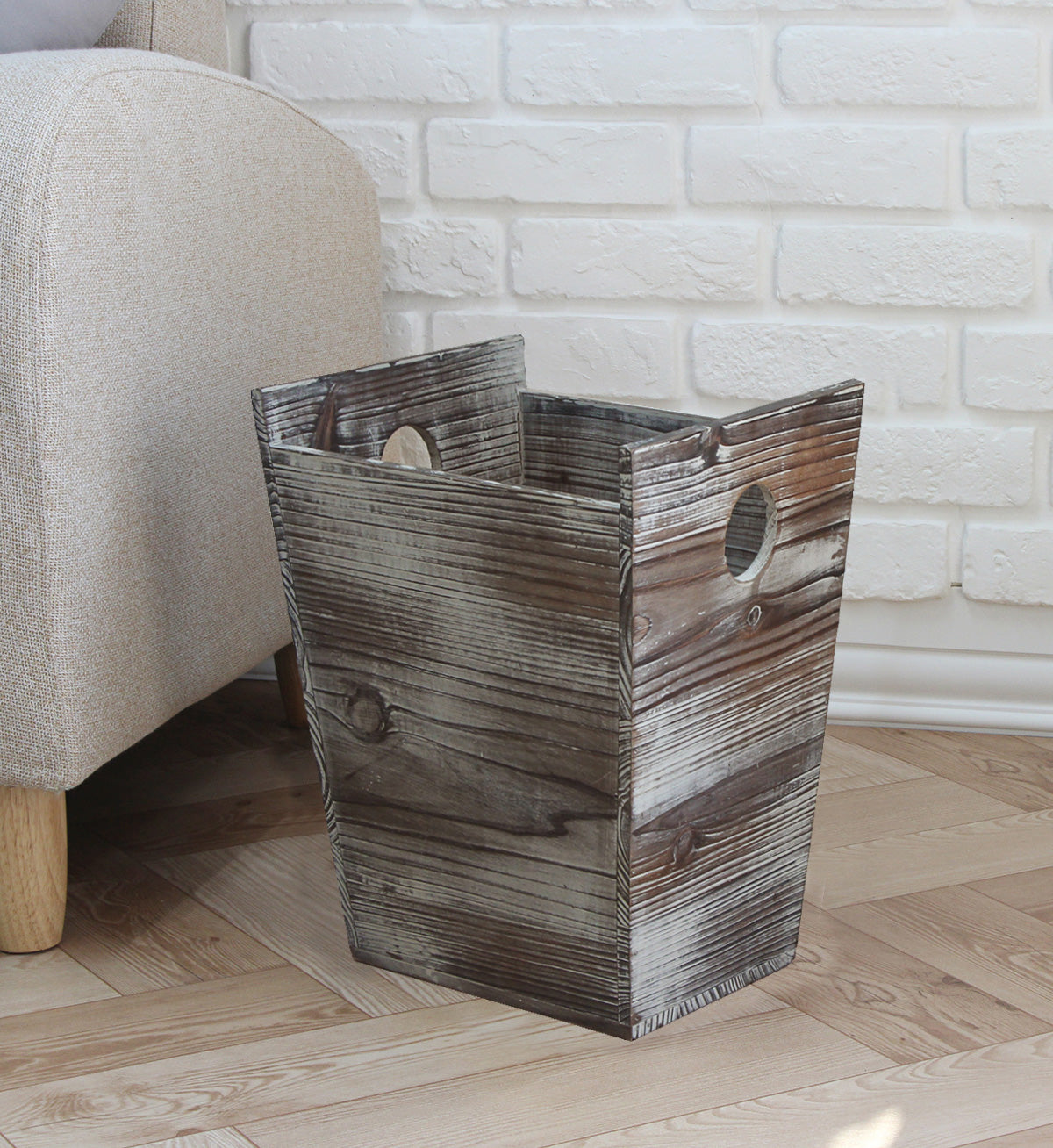 Jackcube Design Entryway Cestino Rifiuti Legno con Maniglie