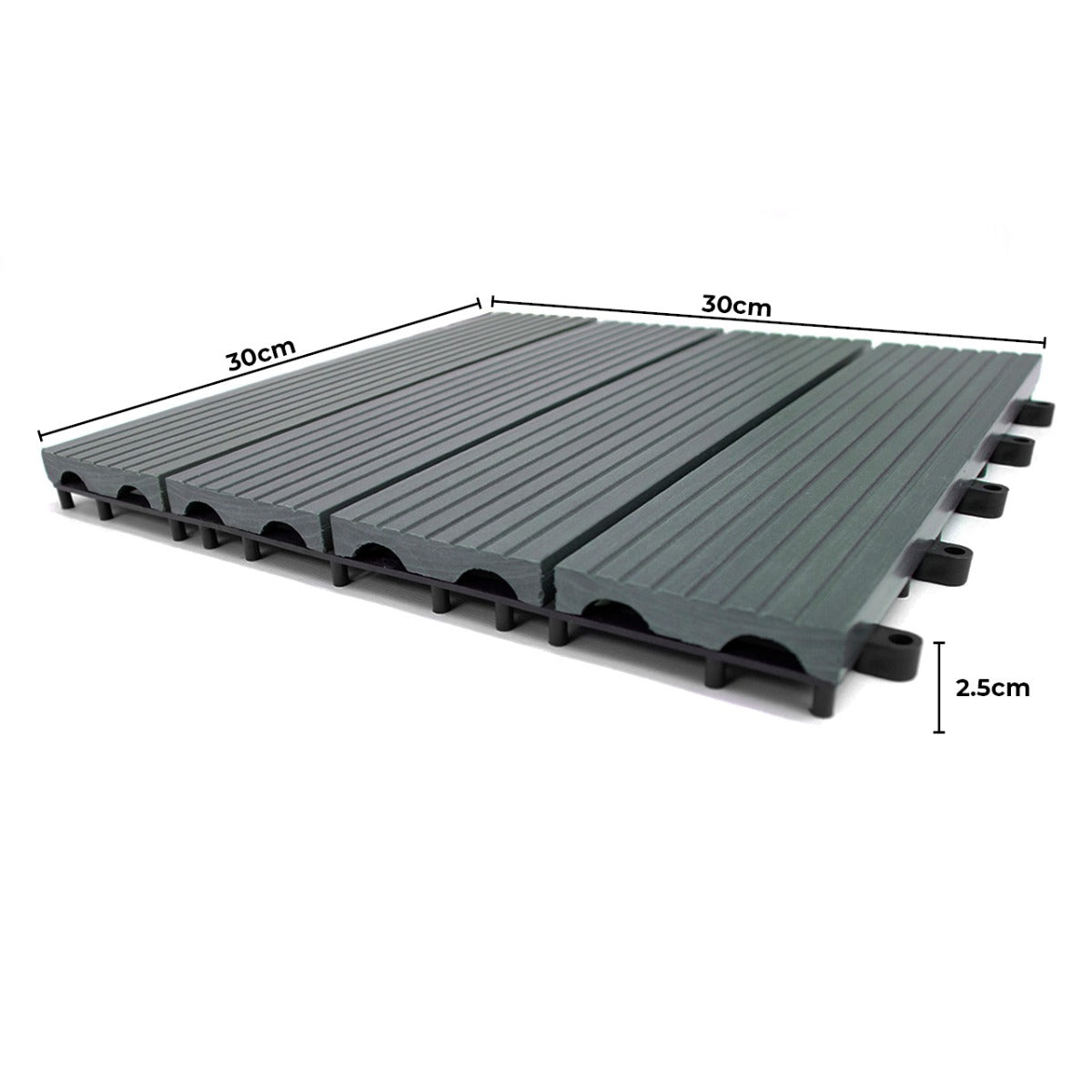 Q-Rax Piastrelle Giardino WPC 30x30cm Grigio 33 Pezzi