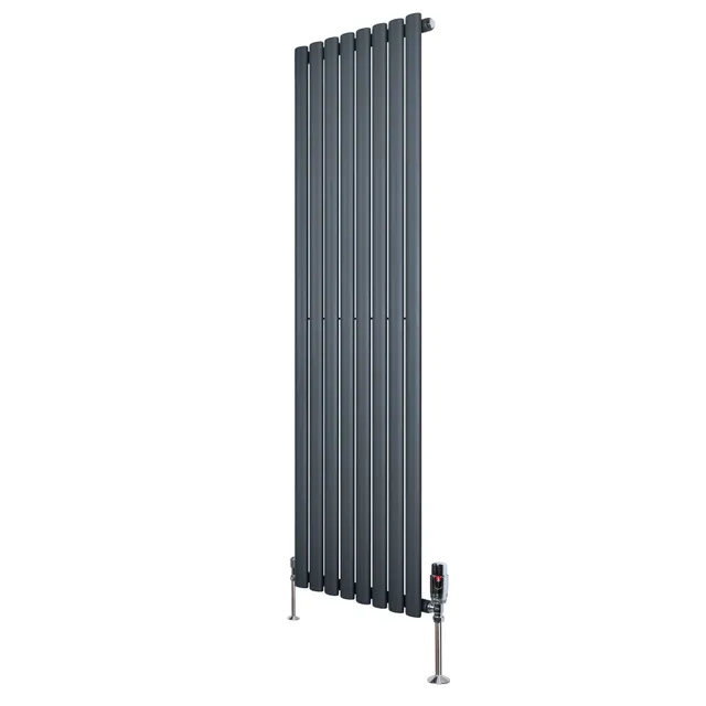 Q-Rax Radiatori Ovale 1600x480mm Antracite con Valvole