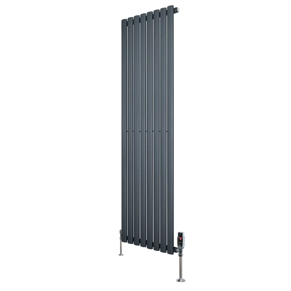 Q-Rax Radiatori Ovale 1600x480mm Antracite con Valvole