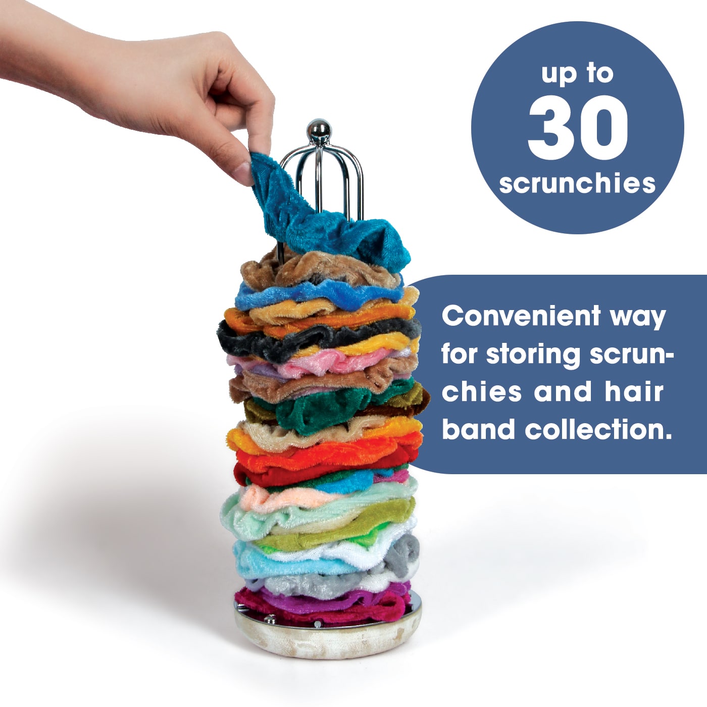 Jackcube Design porta scrunchies stand metallo argento base legno