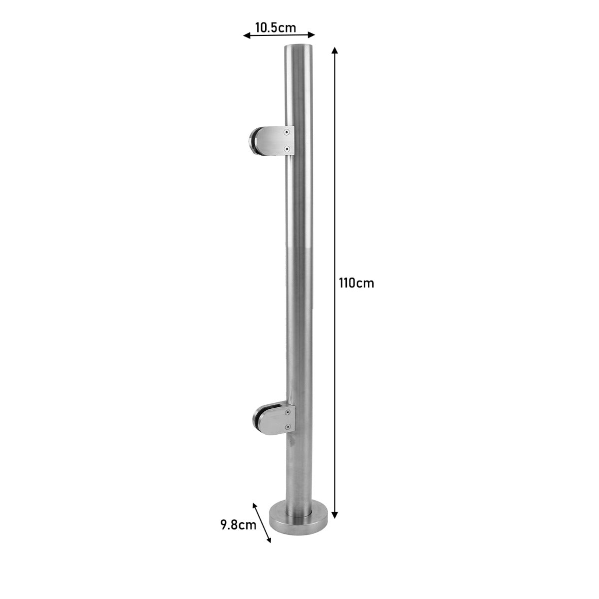 Q-Rax Deposito Palo Balaustra 90 cm Acciaio Inox Finale