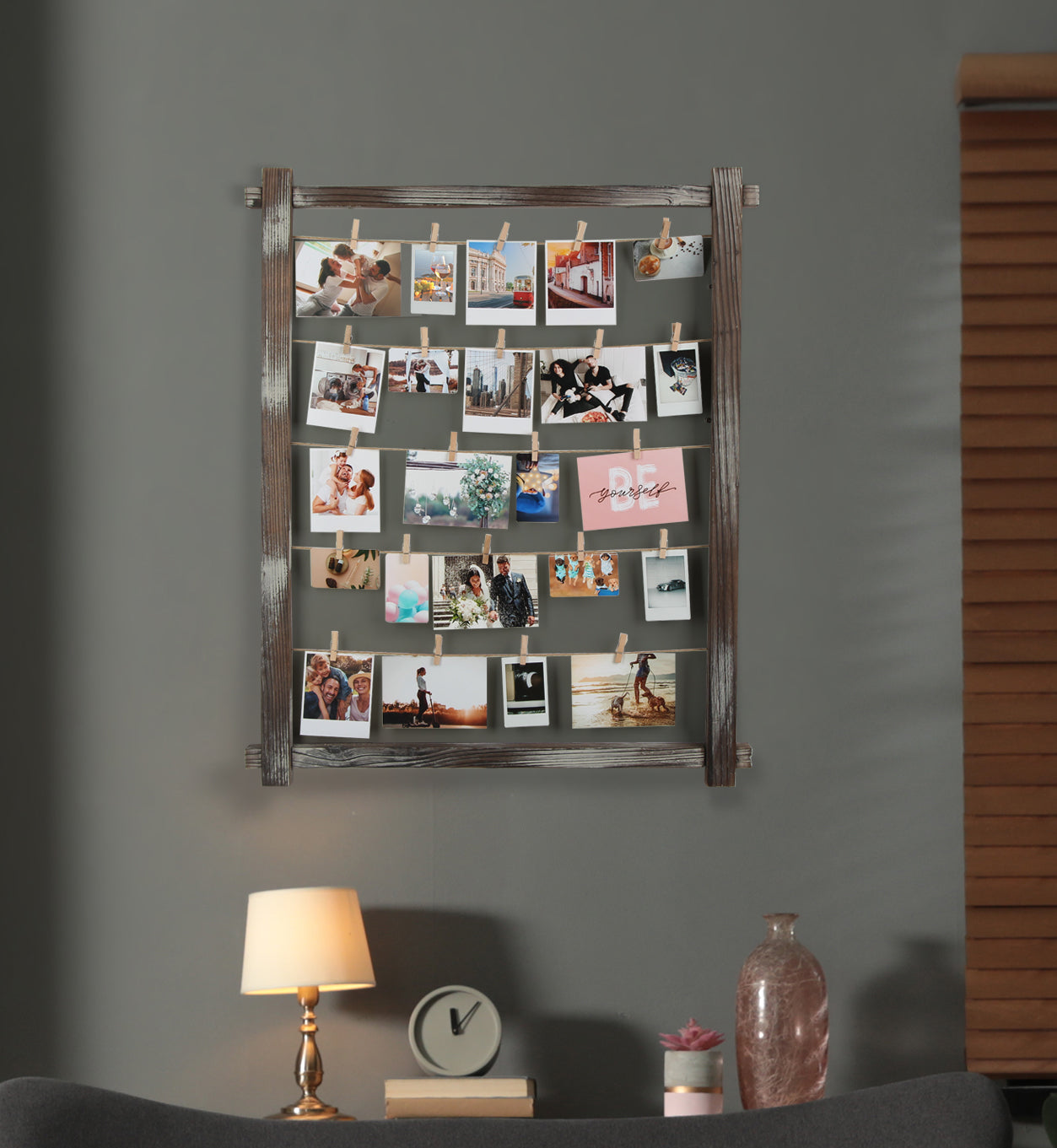 JackCube Design Living Room Bacheca Foto Legno 35 Mollette