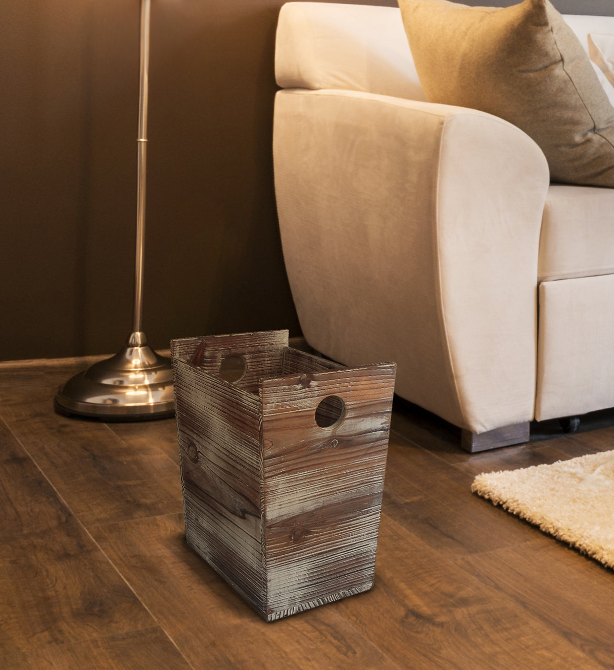 Jackcube Design Entryway Cestino Rifiuti Legno con Maniglie