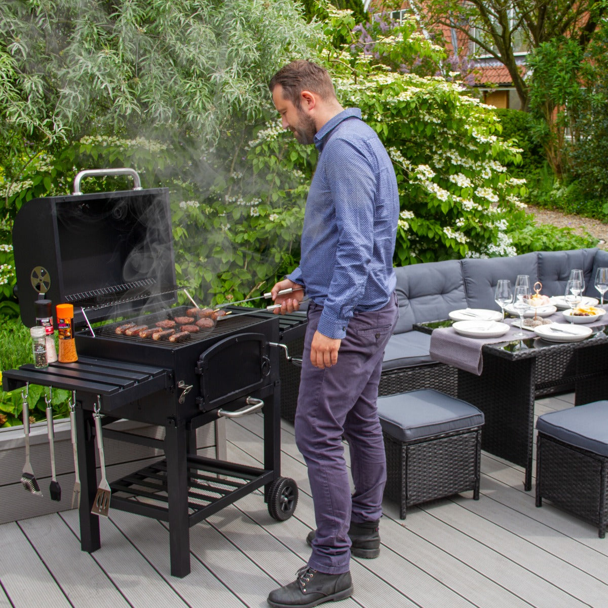 Q-Rax Apparecchi Ristorazione Barbecue Affumicatore XL a carbone