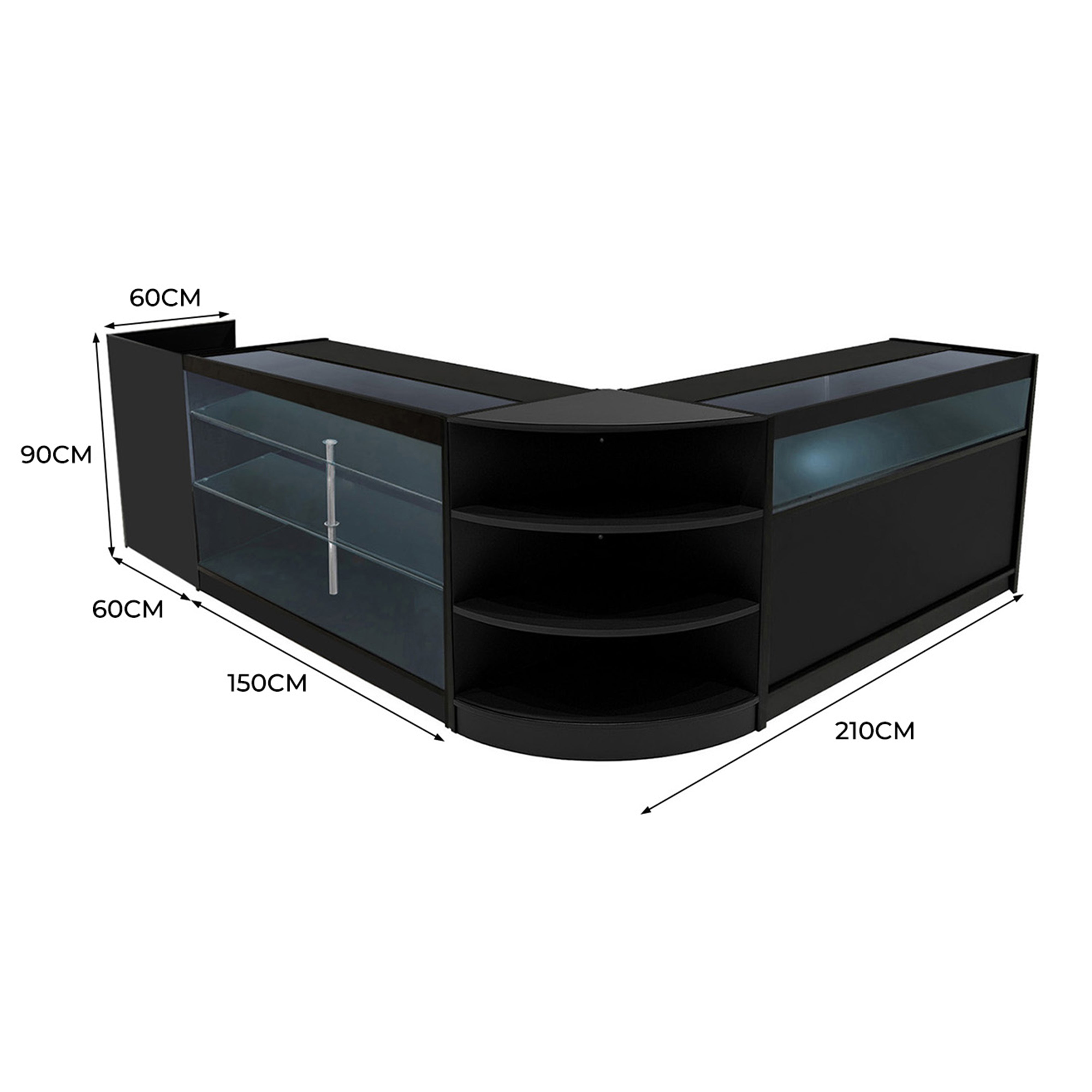 Q-Rax Banconi Negozio Hyperion K1500 B1500 Bancone Nero LED