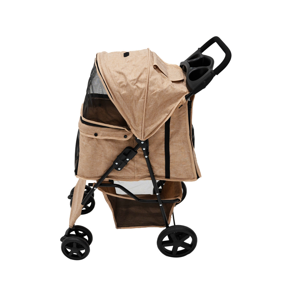 Q-Rax Passeggino Animali Beige Pieghevole 15 kg con Borsa