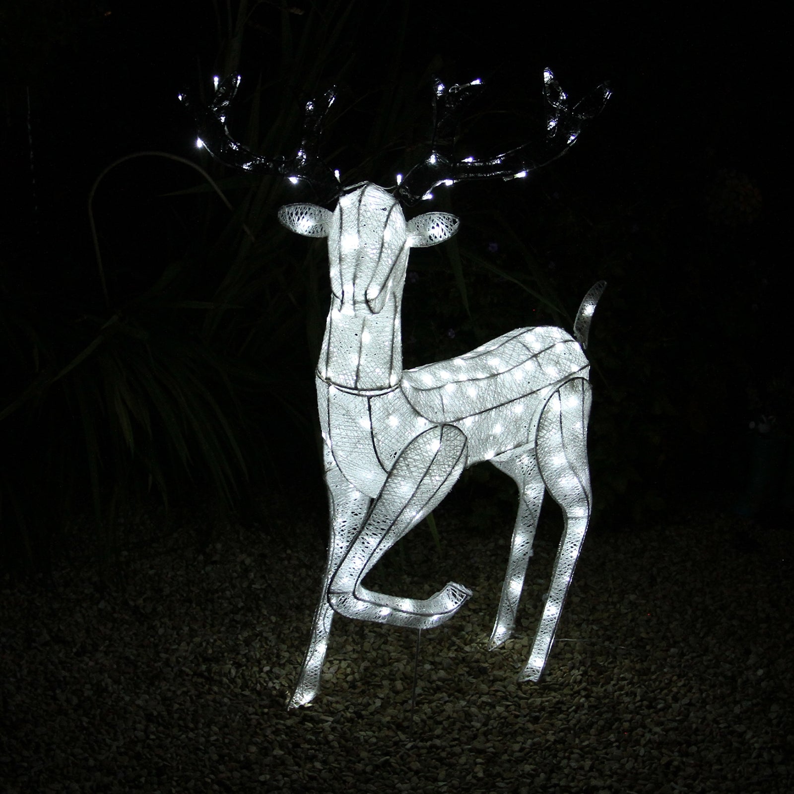 Q-Rax Renna di Natale Luminosa Maschio Bianca 120 cm LED