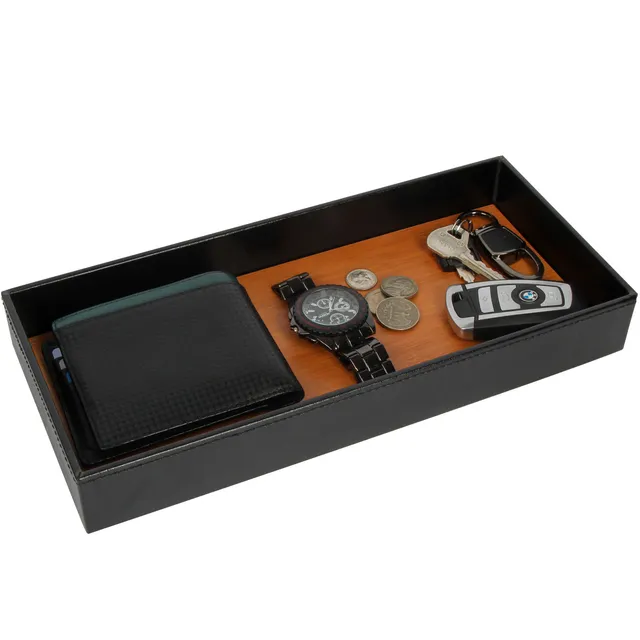 Jackcube Design Dressroom vassoio svuotatasche pelle nero bamboo