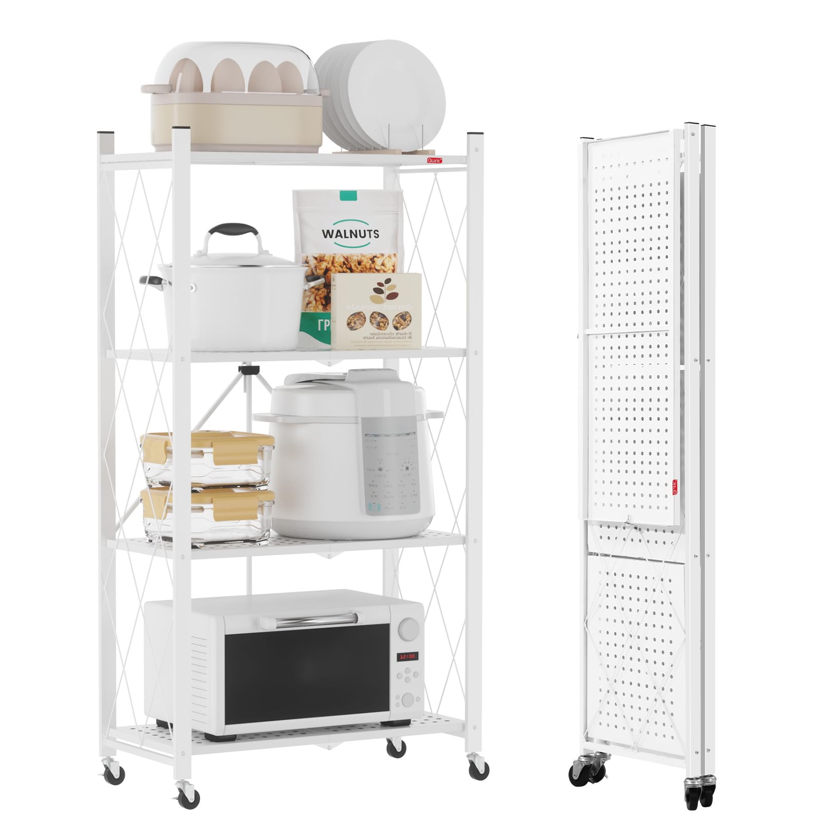 DEANIC Folding Storage Shelves scaffale metallo bianco 3 ripiani