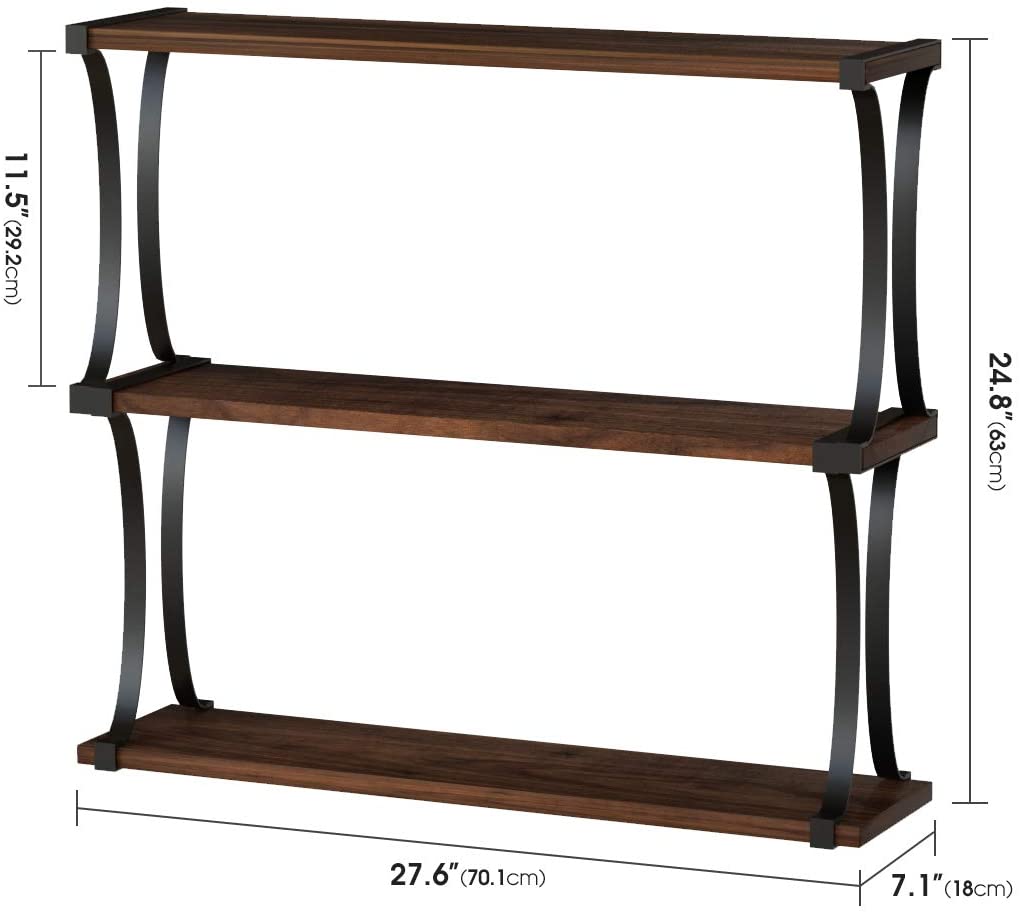 Jackcube Design Living Room Mensole Parete Legno 3 Pezzi Staffe Metallo