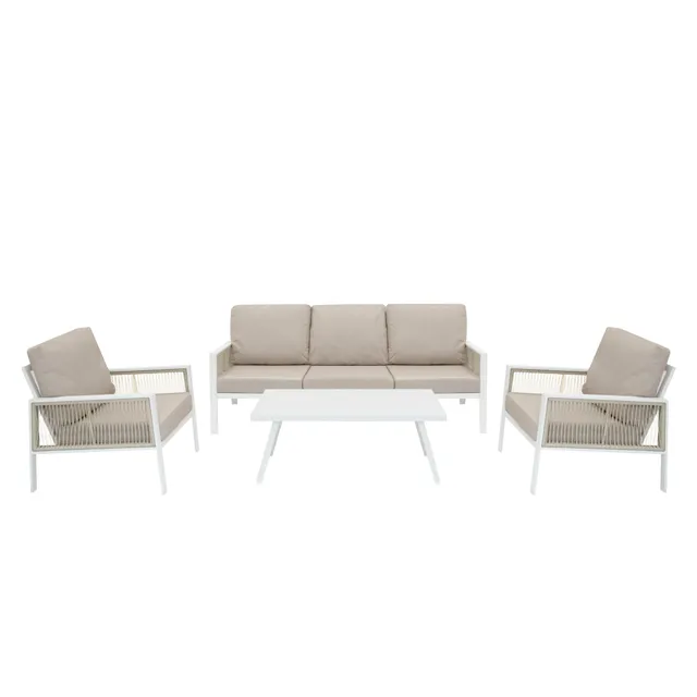 Q-Rax Set Divano Giardino 4 Pezzi Alluminio Bianco