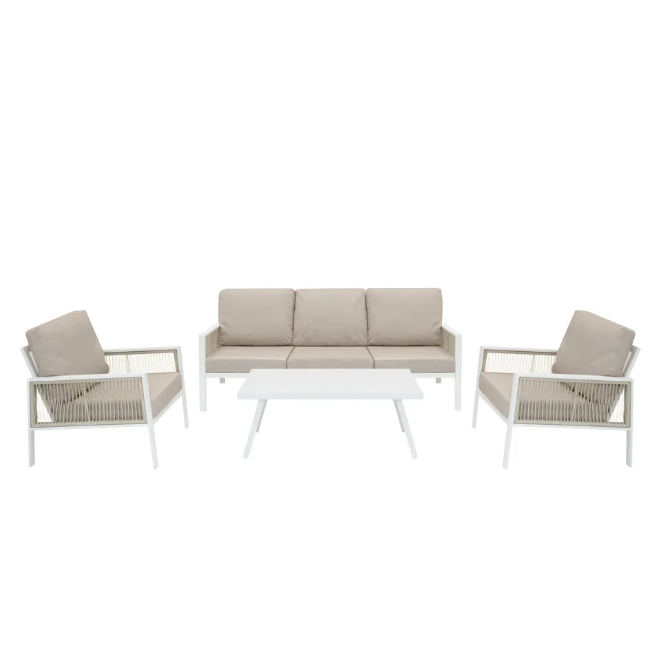 Q-Rax Set Divano Giardino 4 Pezzi Alluminio Bianco