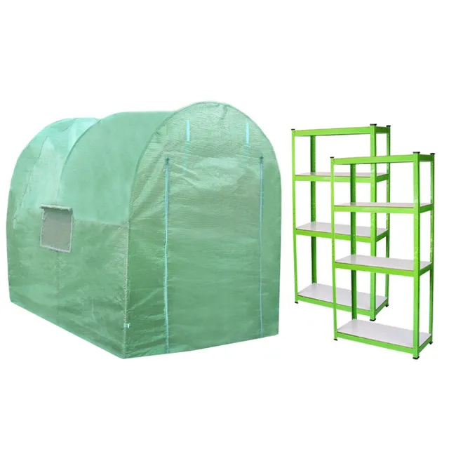 Q-Rax Deposito all'Aperto Serra Tunnel 3x2m 19mm con Scaffali