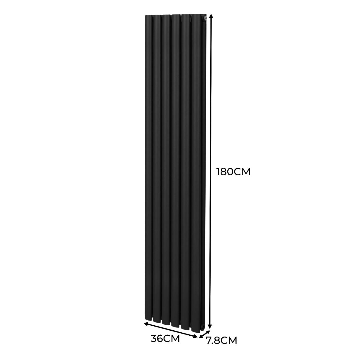 Q-Rax Radiatore a Colonna Ovale 1800x360 Nero con Valvole