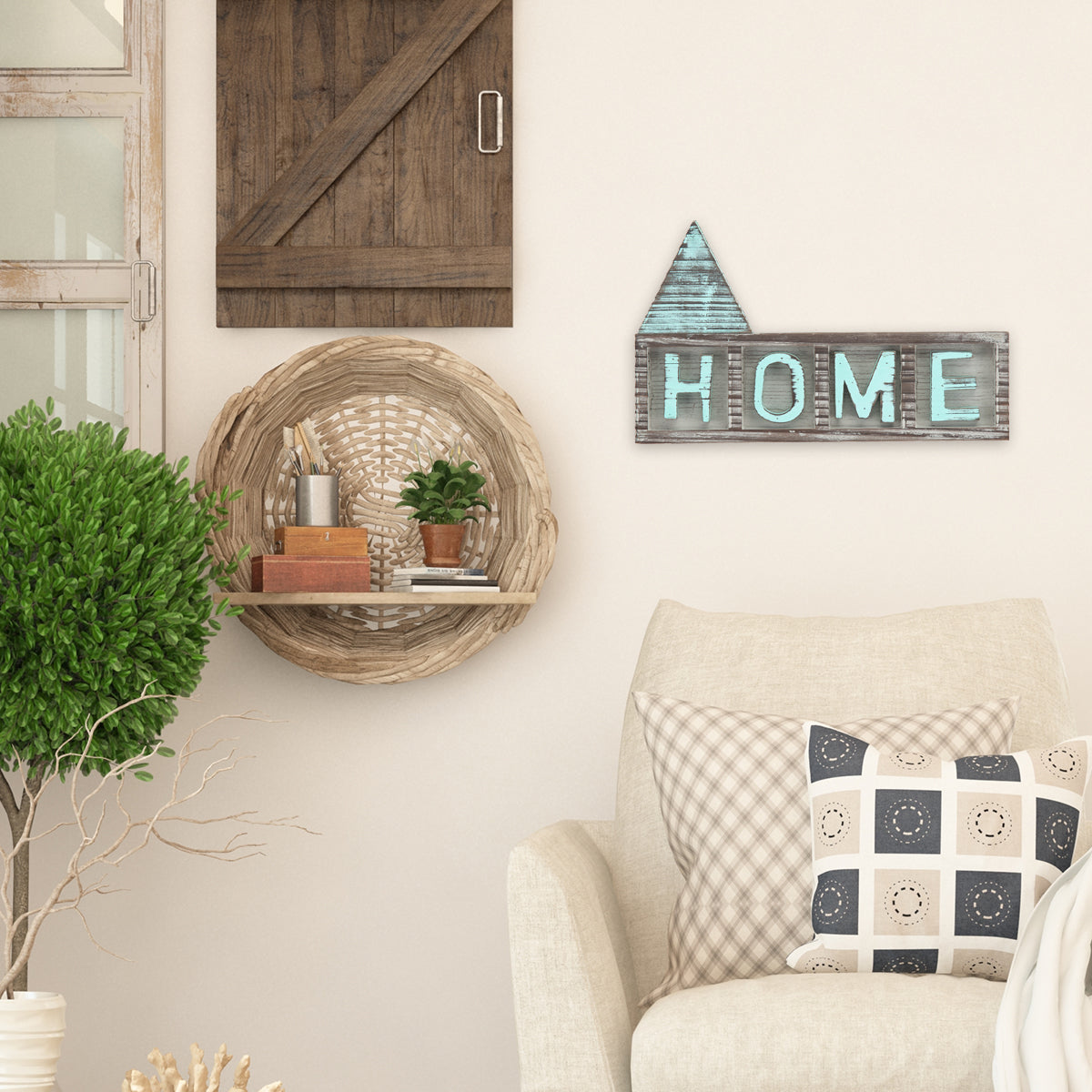 Jackcube Design Wall Décor Scritta Home Legno Teal 12,5"