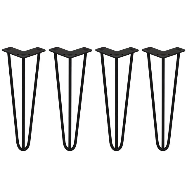 Q-Rax Gambe Per Tavoli a Forcina 35,5cm 10mm Nero 4 Pezzi