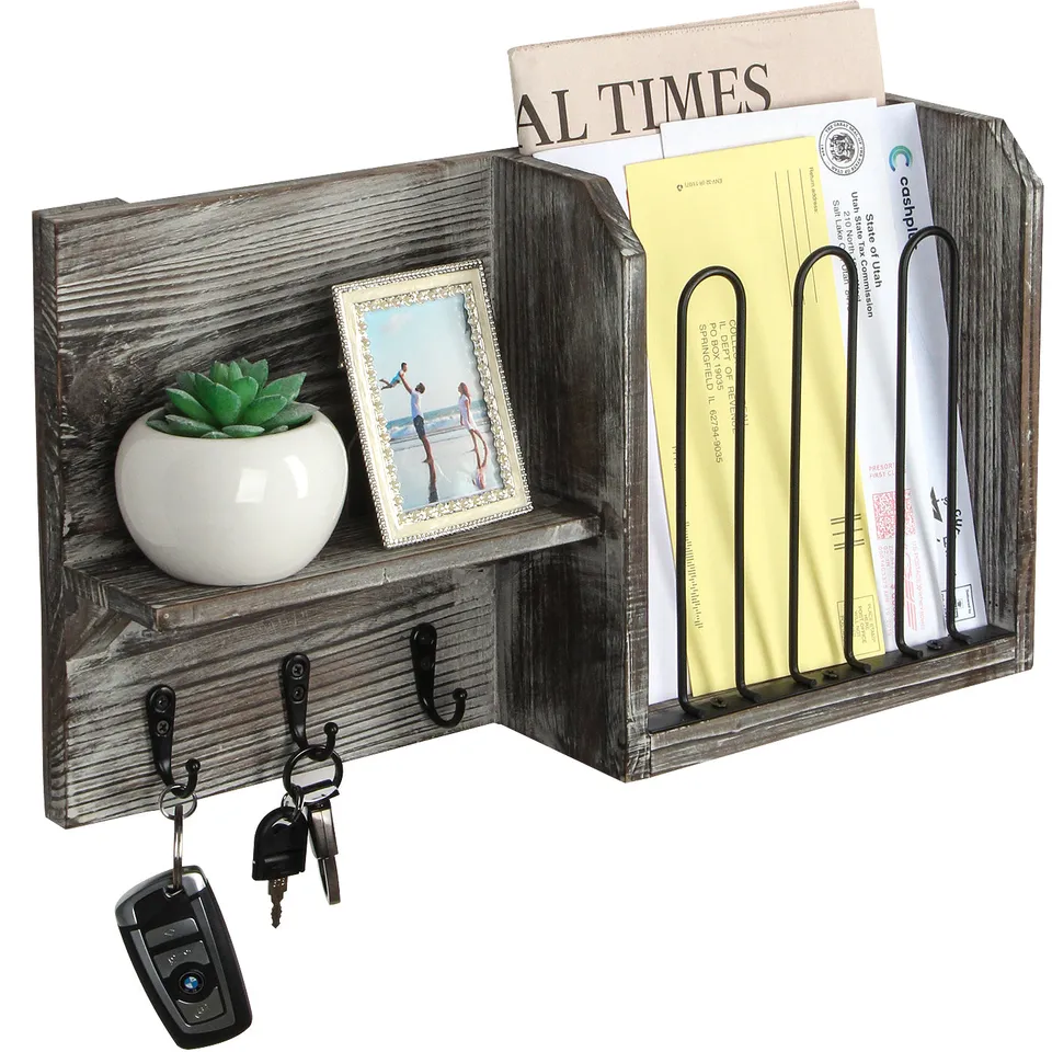 Jackcube Design Entryway Portachiavi Mensola Legno 3 Ganci