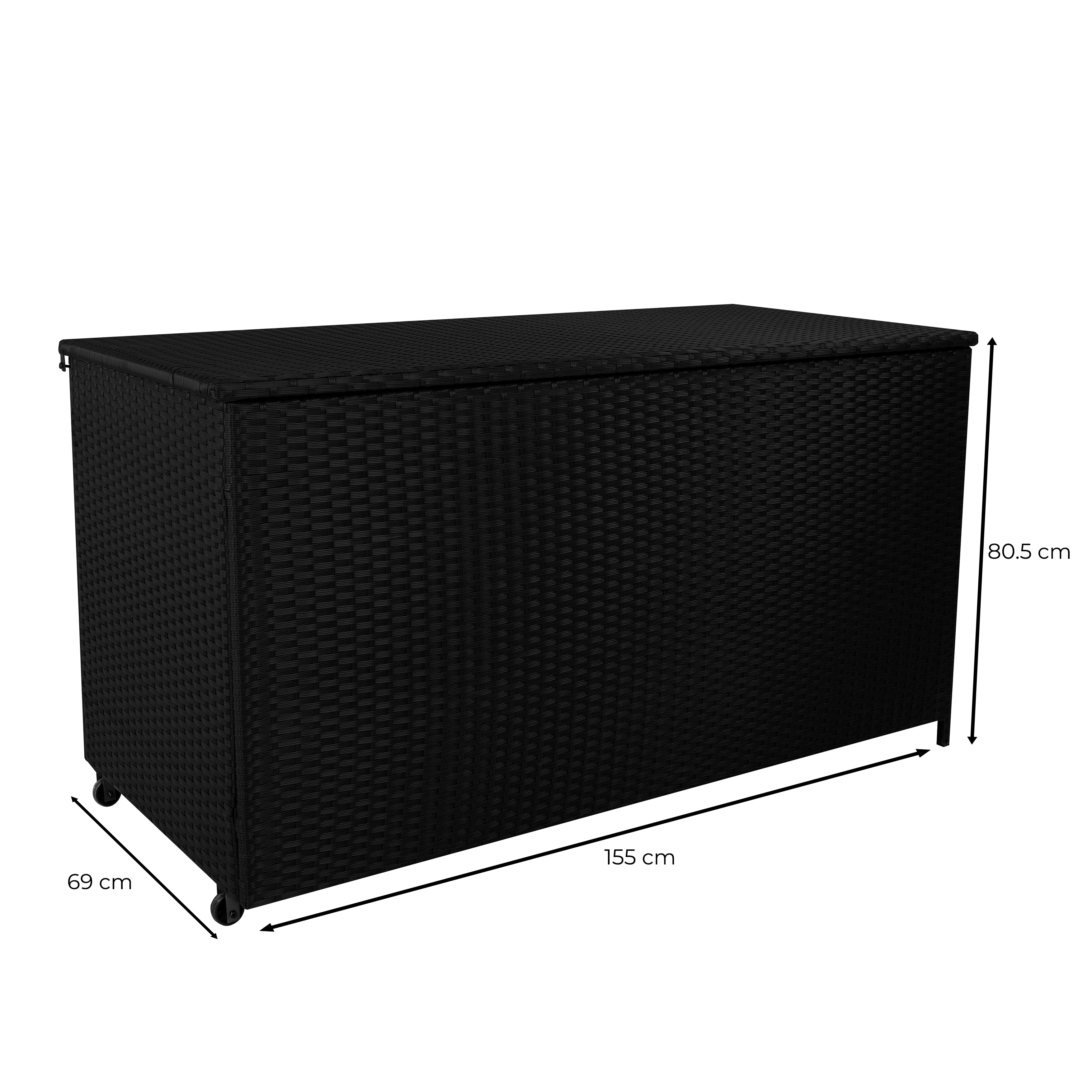 Q-Rax Mobili da Esterno Box Rattan 700L Baule Nero per Cuscini