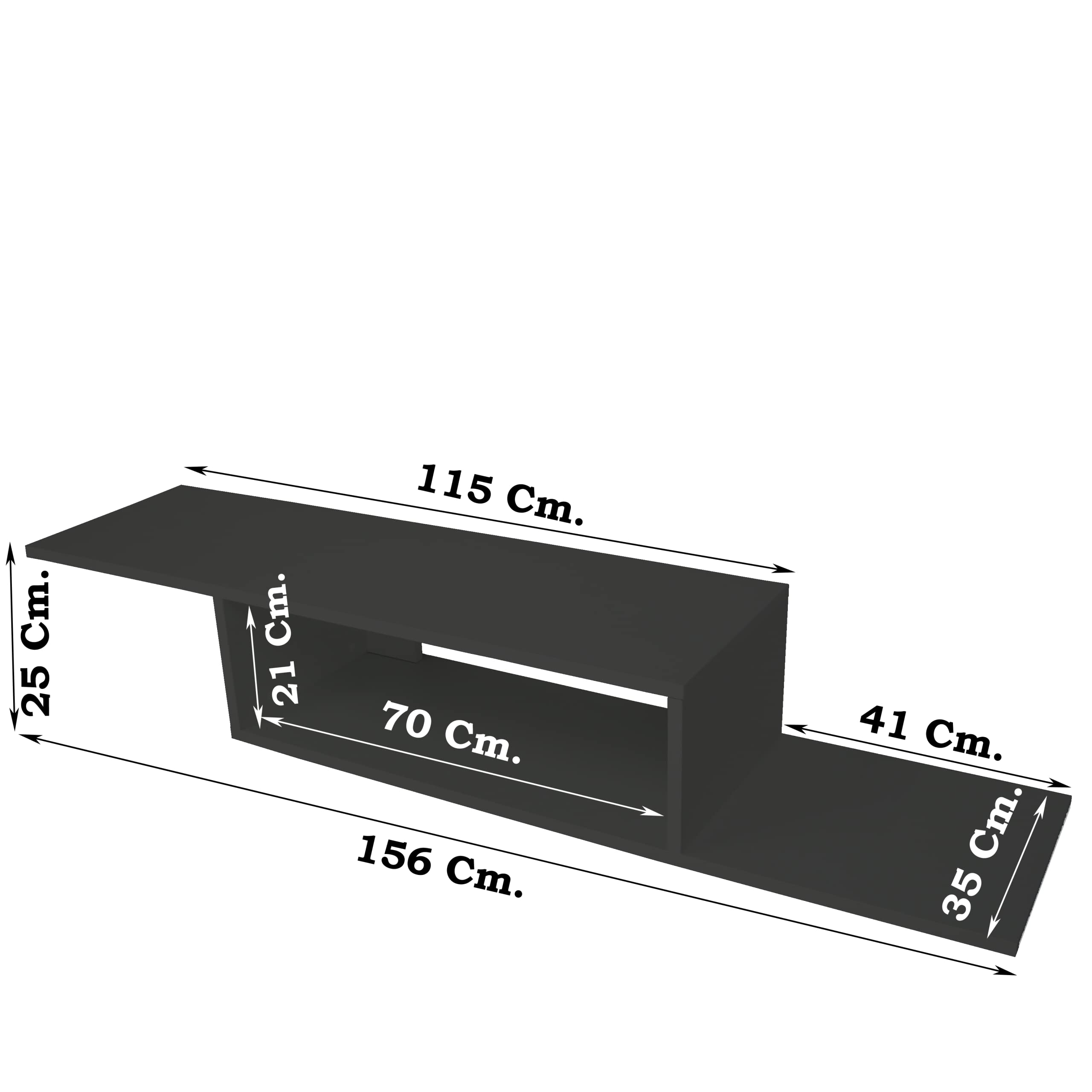 Henor Scaffali Z25 mobile porta tv sospeso grafite 156 cm