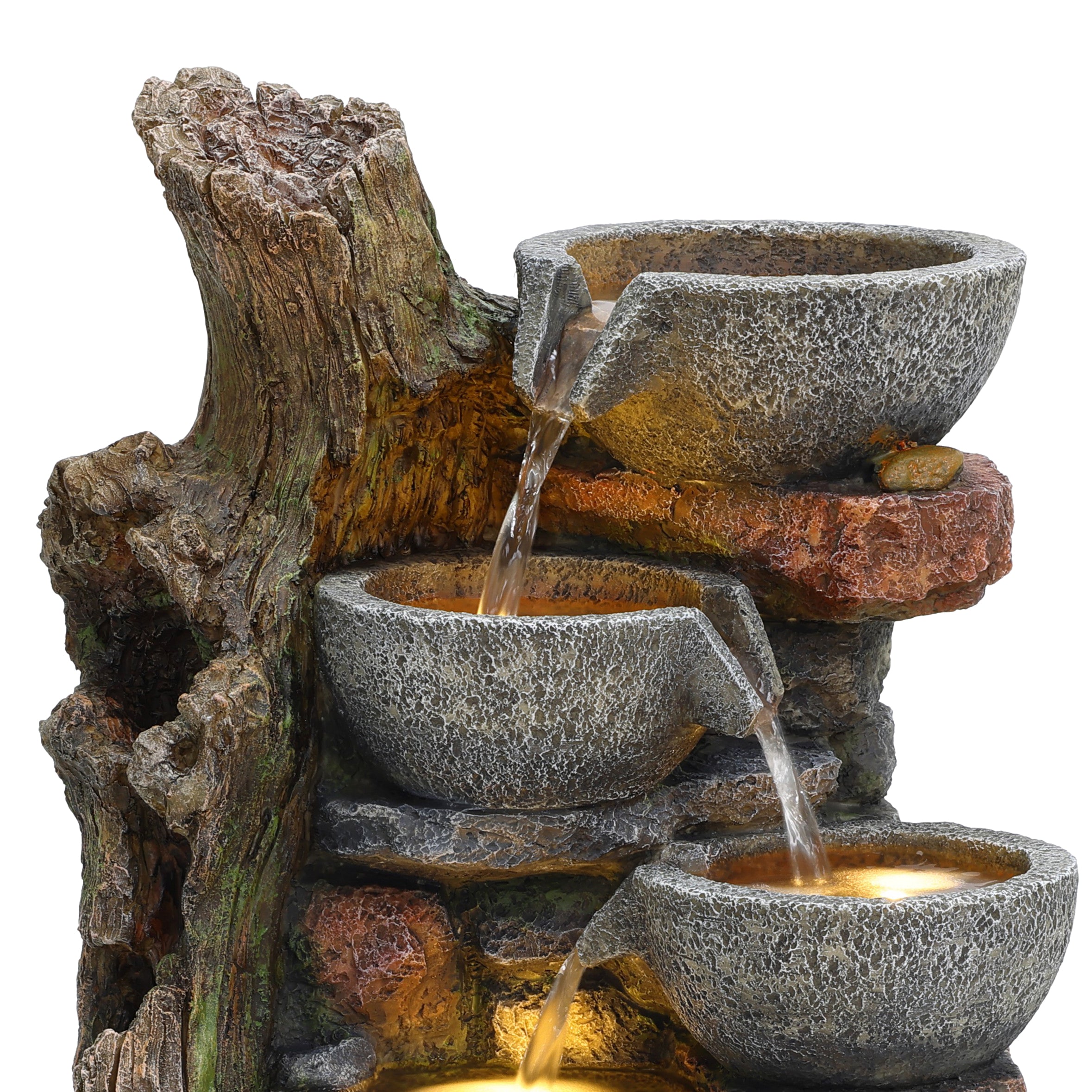 Q-Rax Rustic Brook Fontana Giardino Elettrica Cascata LED Pietra