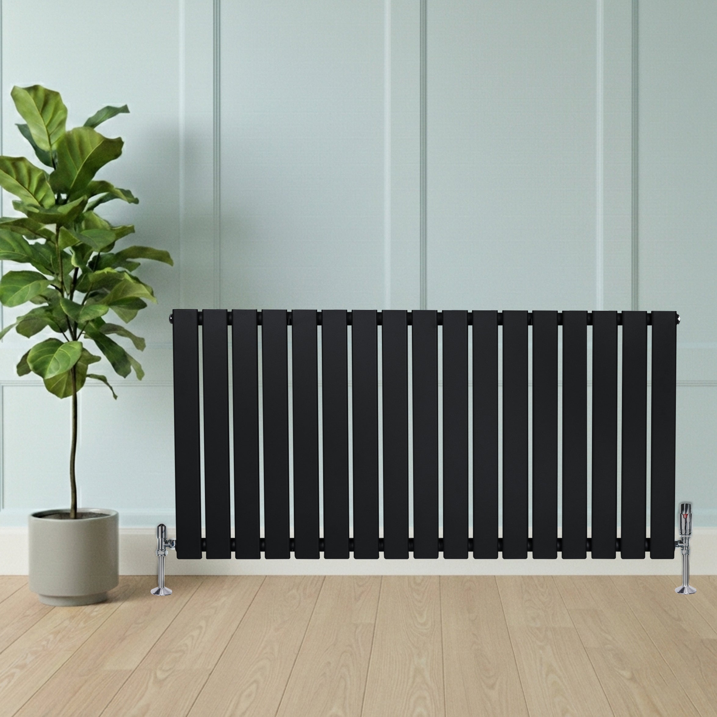 Q-Rax Radiatore Piatto Monocolonna 600x1190 mm Nero Valvole