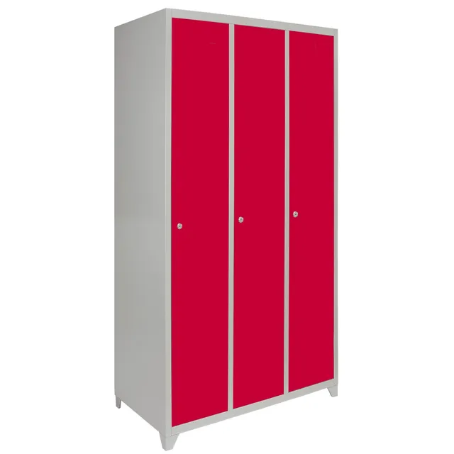Q-Rax Armadietto 3 Porte 180x90x50 cm Acciaio Rosso Grigio