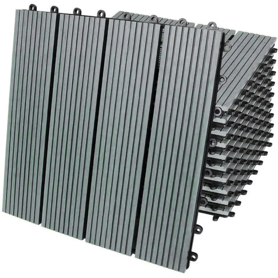Q-Rax Piastrelle Giardino WPC 30x30cm Grigio 33 Pezzi
