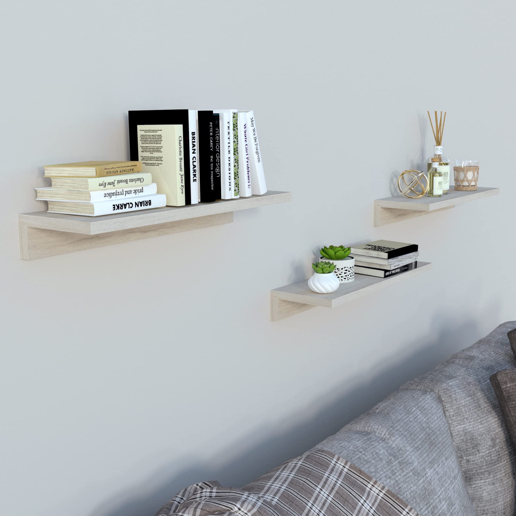 Henor Mensole set 3 mensole legno 55 cm quercia stel