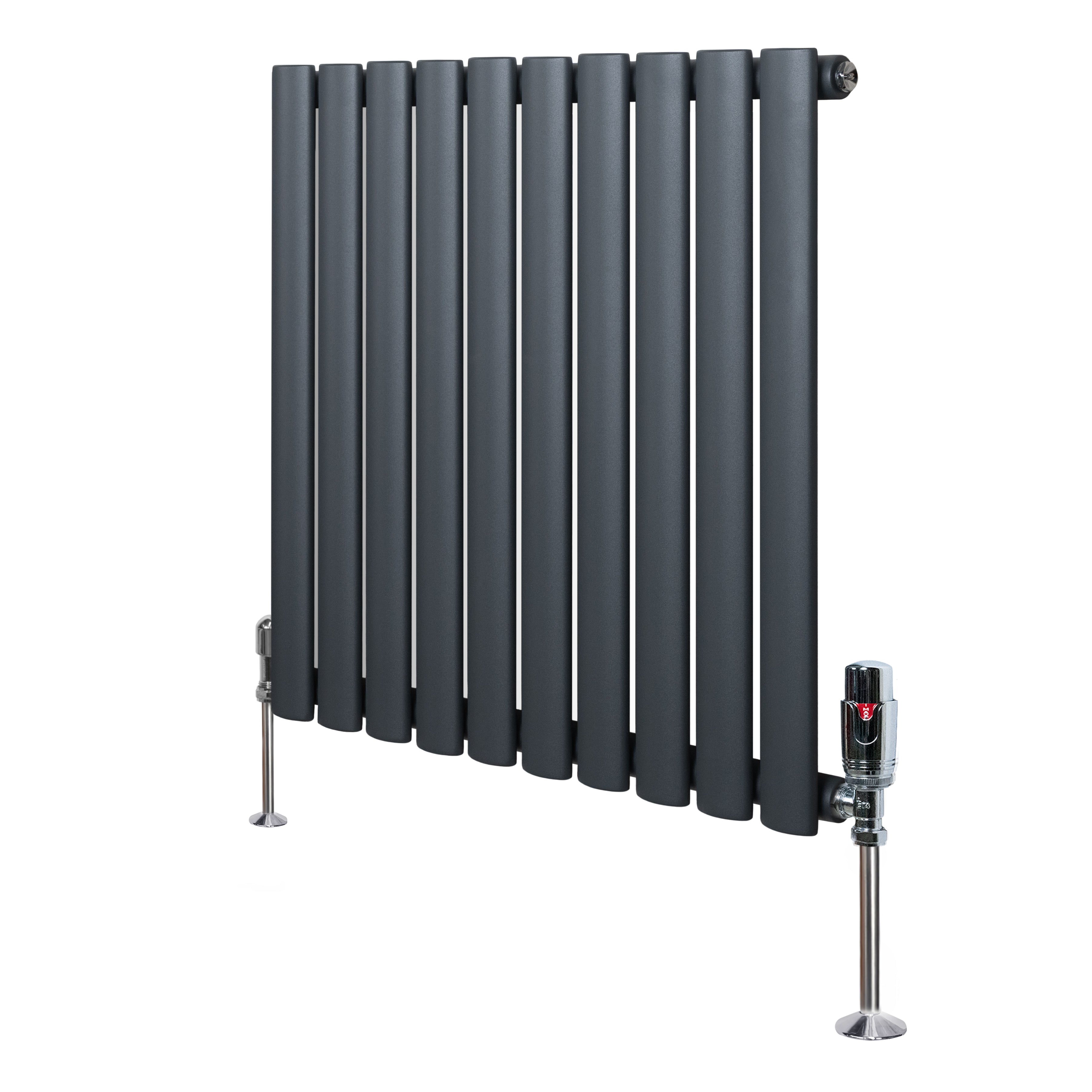 Q-Rax Radiatore Ovale 600x600 Antracite con Valvole