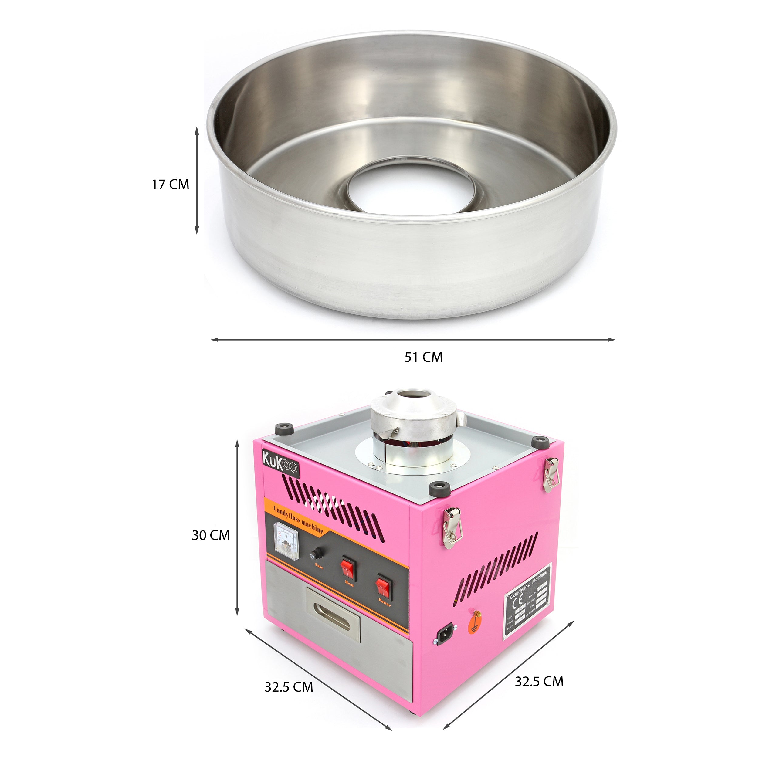 Q-Rax Macchina Zucchero Filato Rosa 50 cm Acciaio Inox Retrò