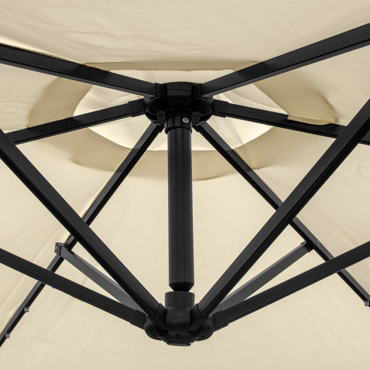 Q-Rax Mobili da Esterno Ombrellone Decentrato 3m LED Crema Base Tonda