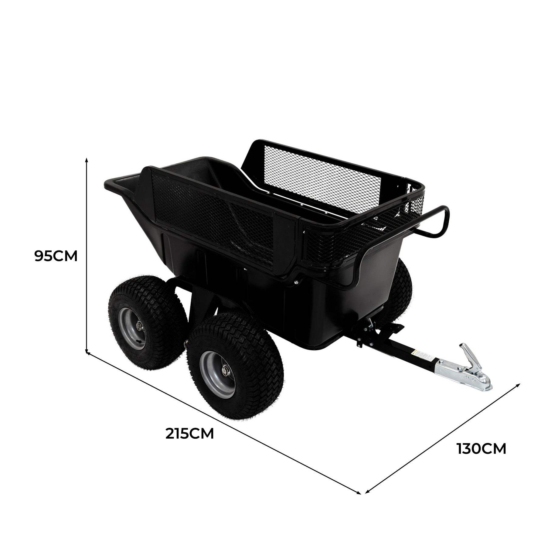 Q-Rax Rimorchio Ribaltabile 4 Ruote 680kg con Sponde Rete