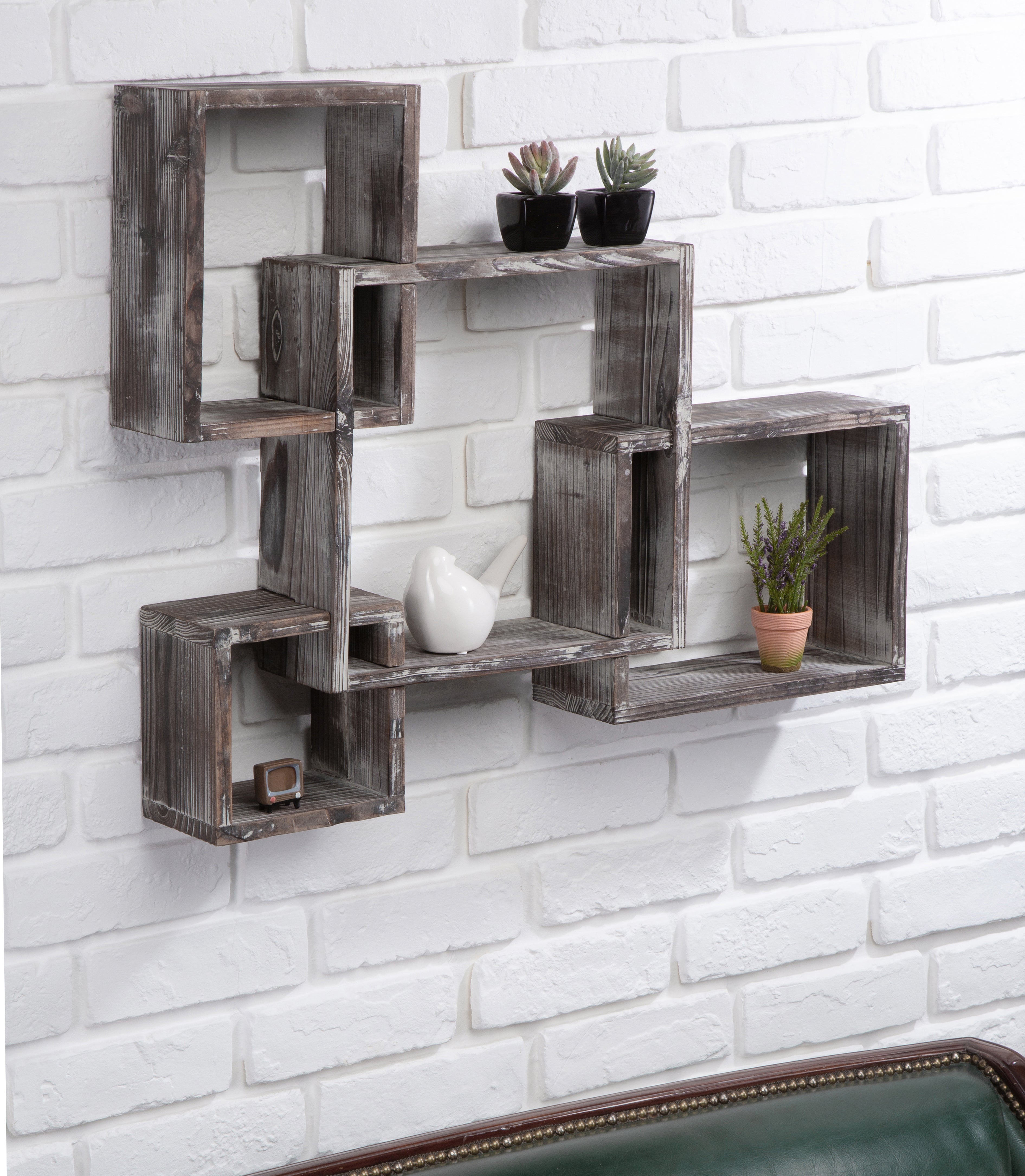 Jackcube Design Living Room Set 4 Mensole Parete Legno Rustico