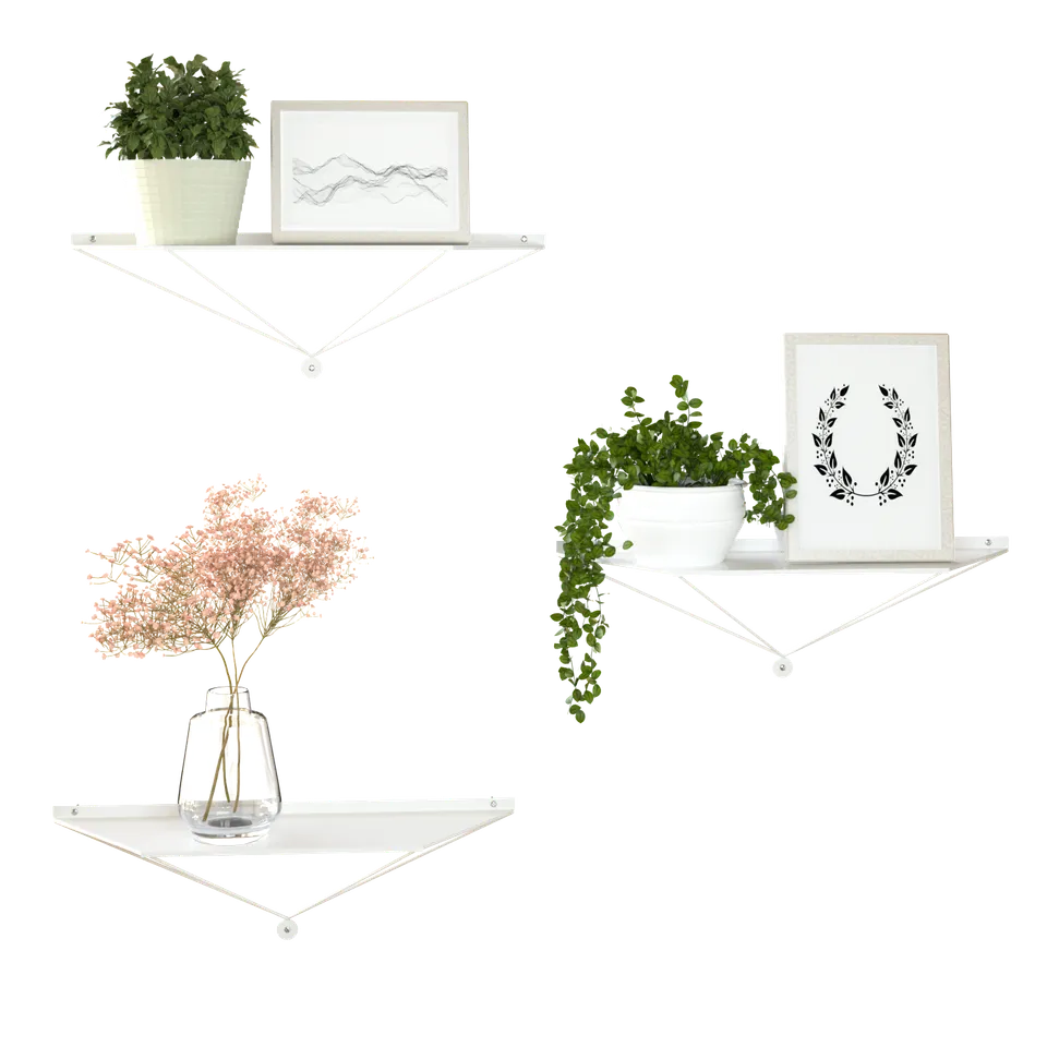 Jackcube Design Living Room Mensole Parete Metallo Bianche 3 Pezzi