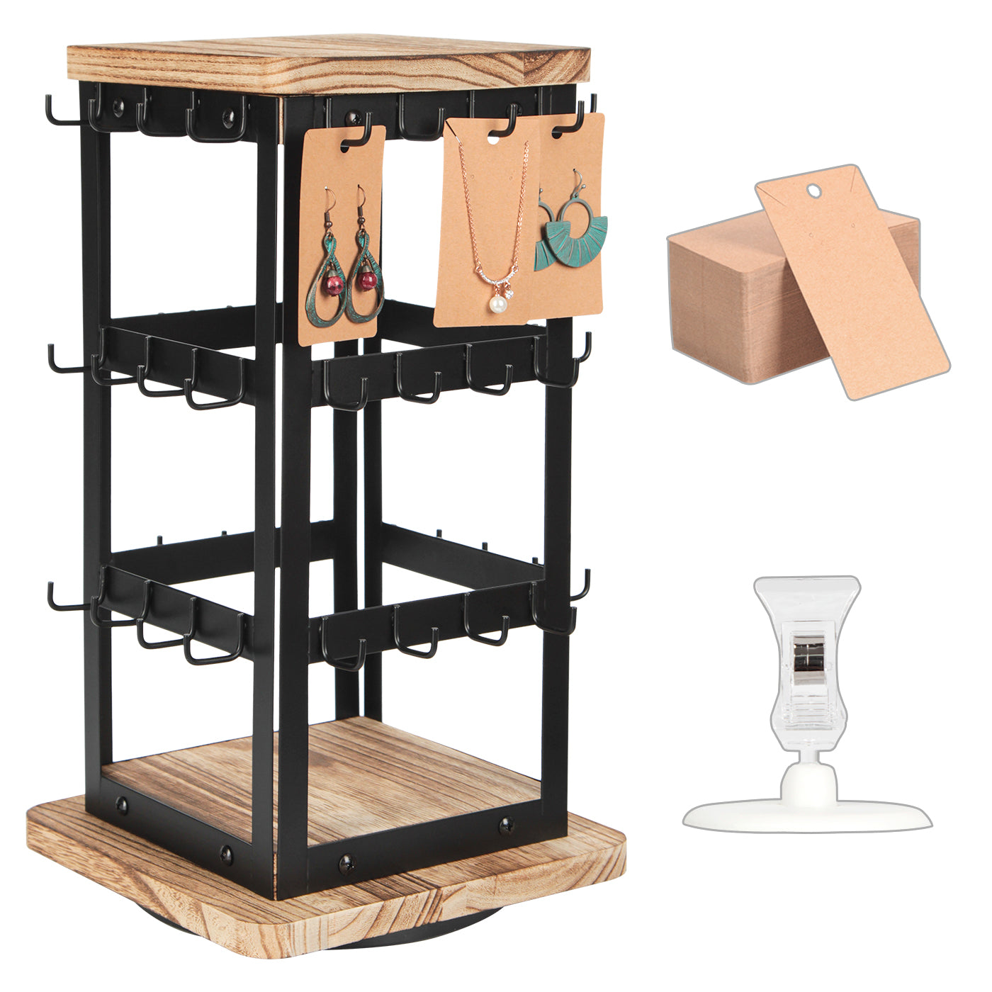 Jackcube Design Portagioie Girevole Nero 3 Piani 48 Ganci Orecchini