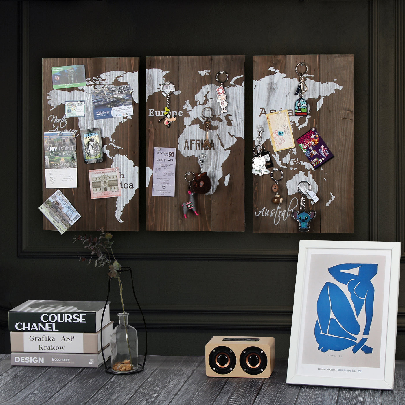 Jackcube Design Wall Décor mappa mondo legno con 20 puntine