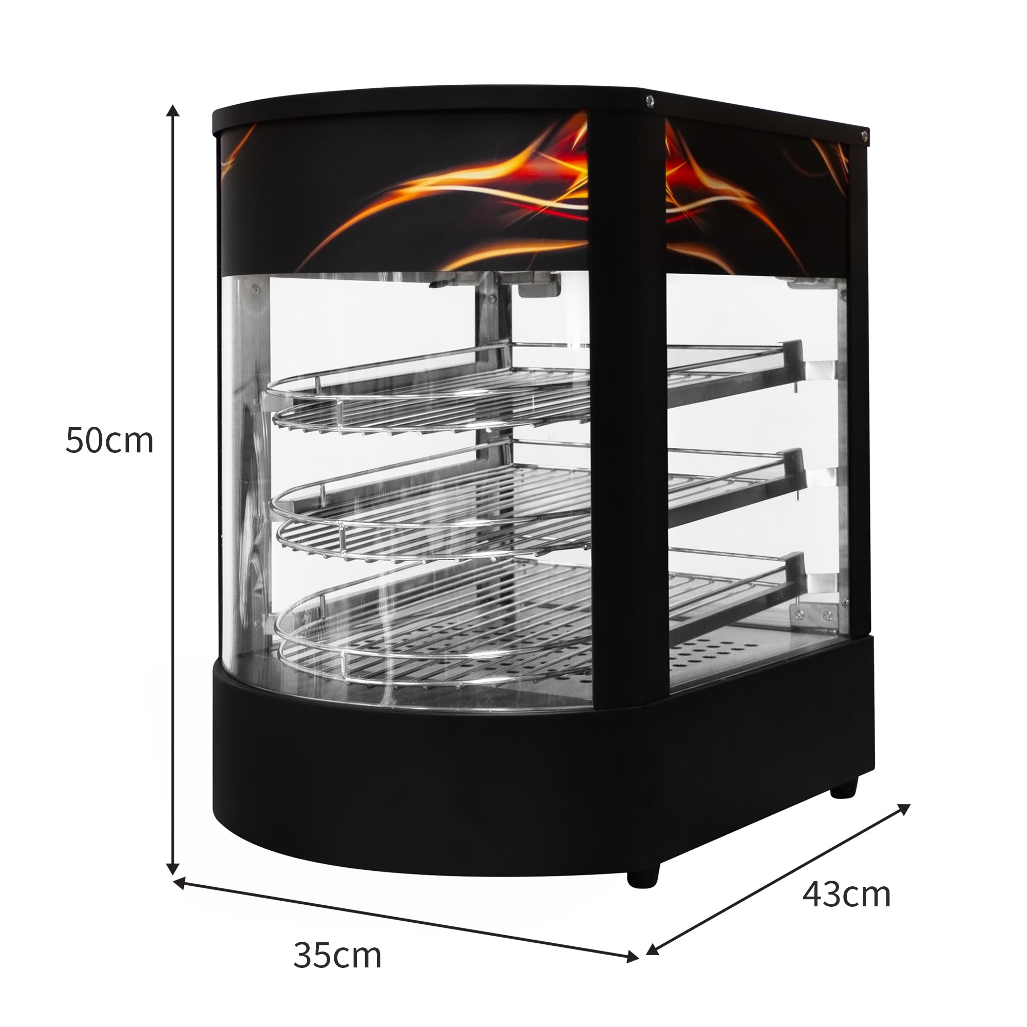Q-Rax vetrina pizza riscaldata vetro nero 3 ripiani 500W