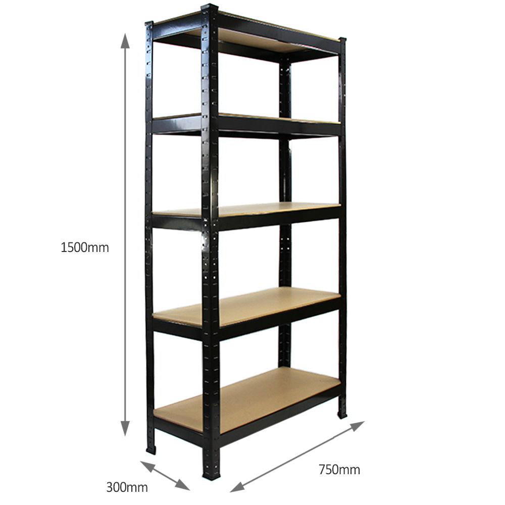 Q-Rax Scaffali T-Rax Acciaio Neri 75 cm 150 kg 10 pezzi