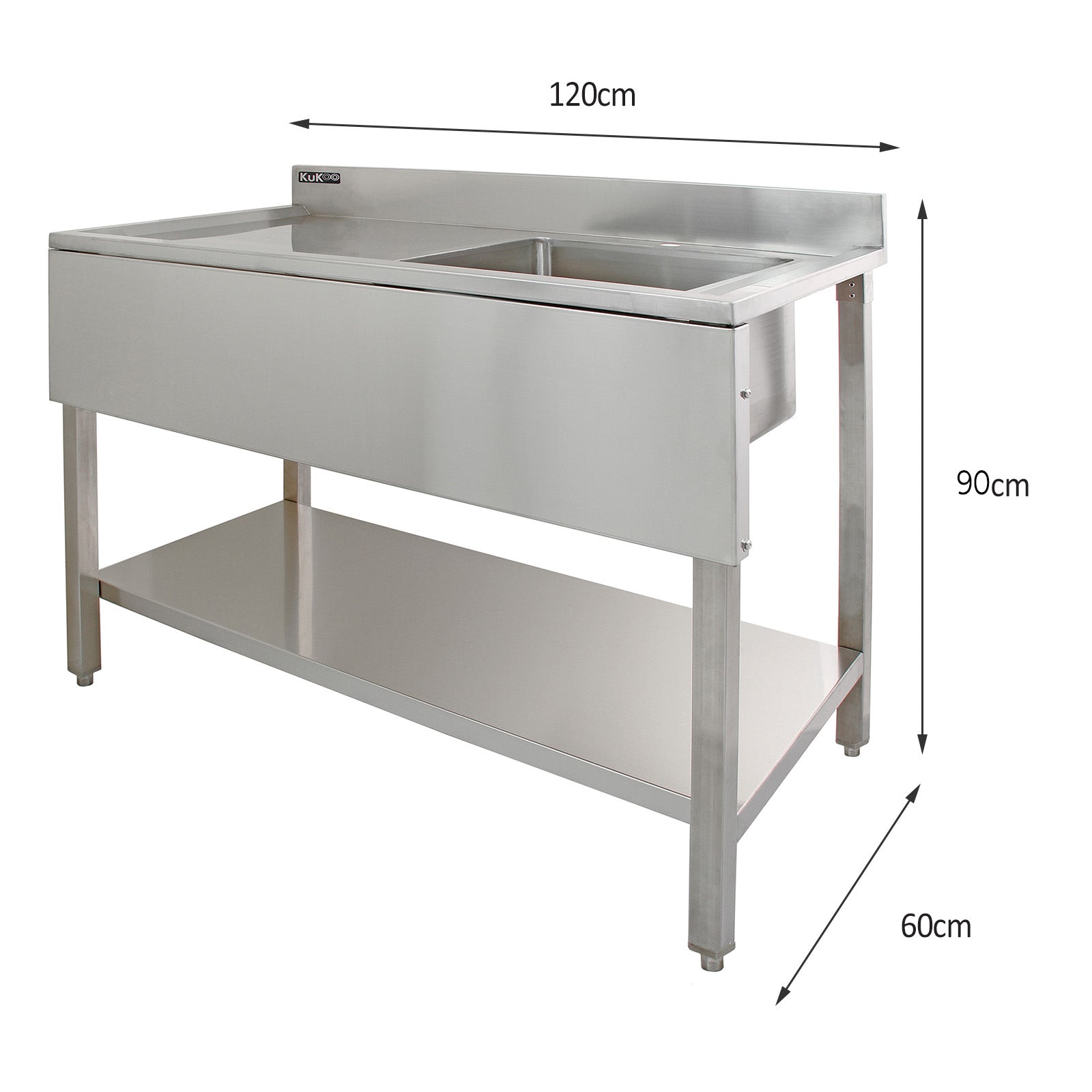Q-Rax Ristorazione lavello inox 1 vasca scolapiatti sinistra ripiano