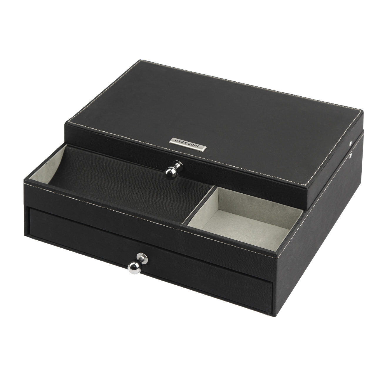 Jackcube Design Dressroom Svuotatasche Ecopelle Nero con Cassetto